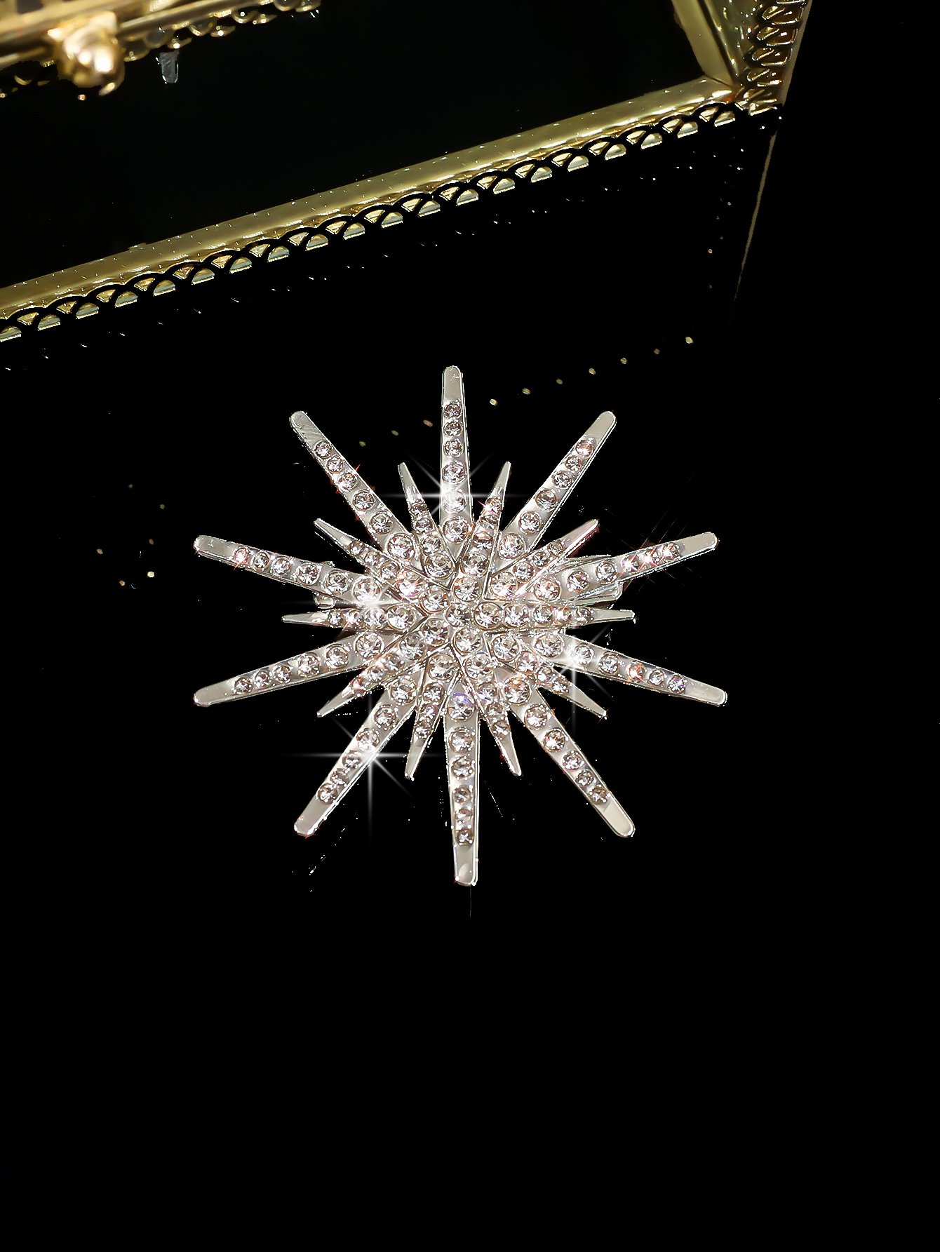 Sparkling Starburst Crystal Brooch for Women