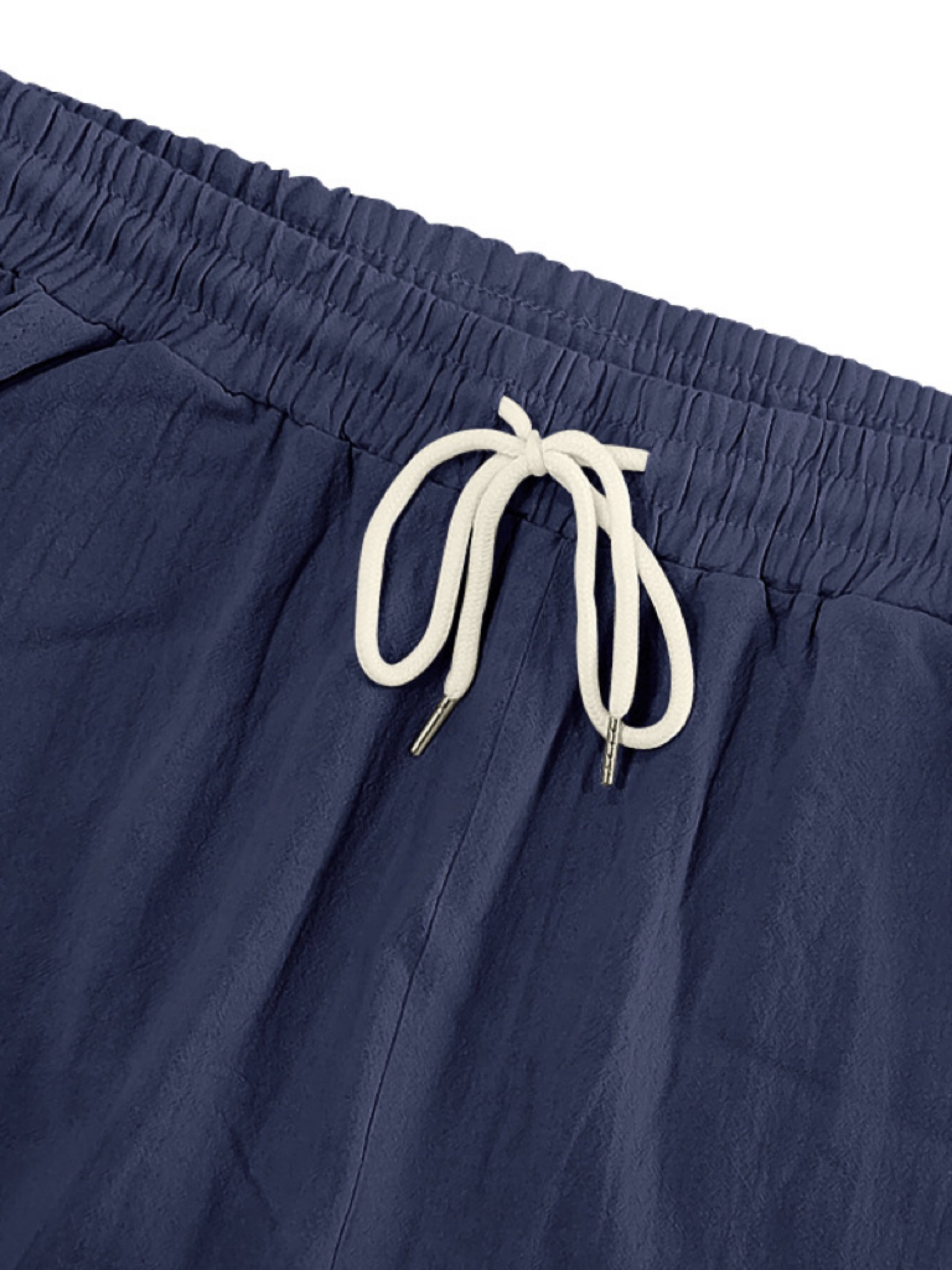 Navy Blue Solid Knee-Length Cargo Shorts