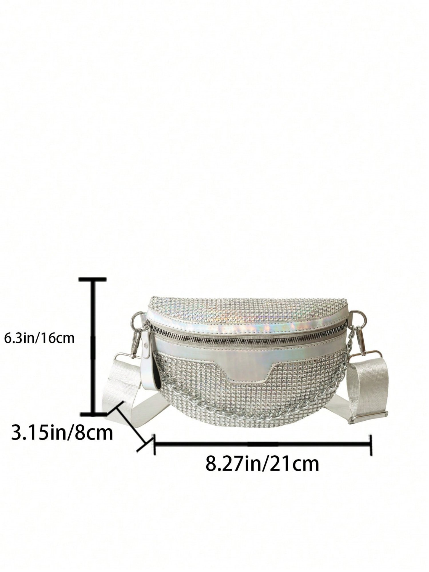 Silver Crossbody Bag with Chain Detail