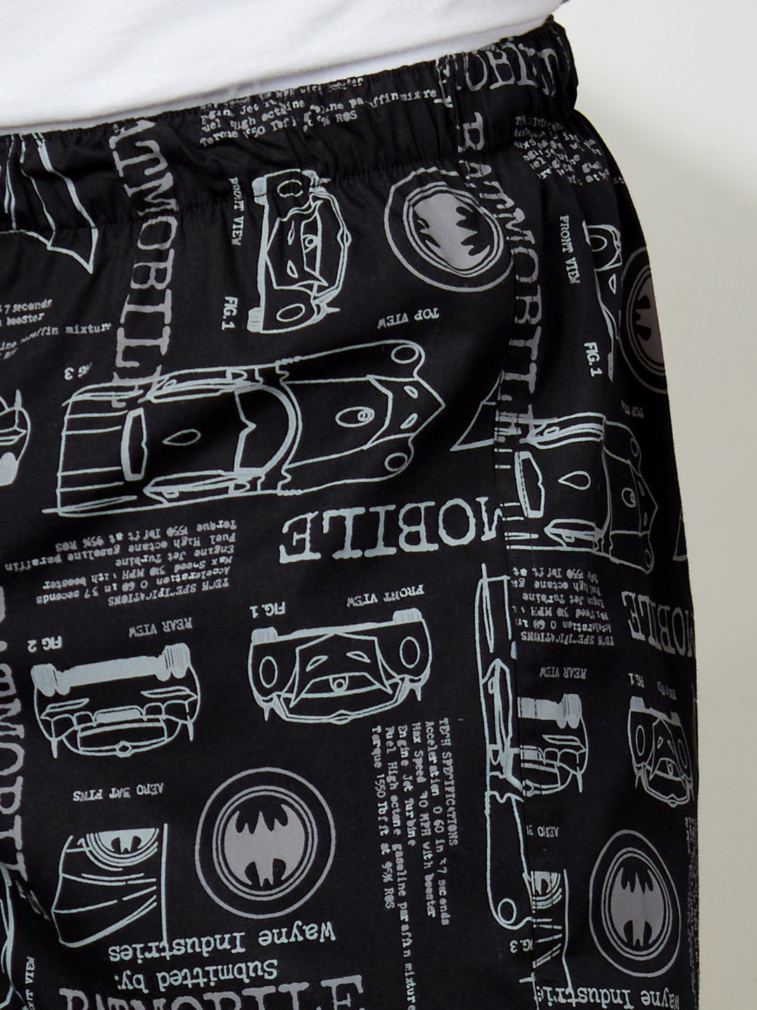 Men Black Batmobile Print Cotton Boxers