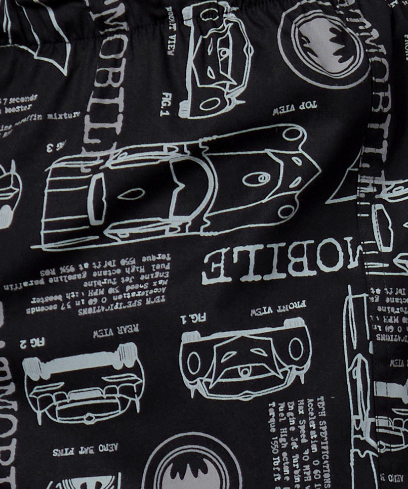Men Black Batmobile Print Cotton Boxers
