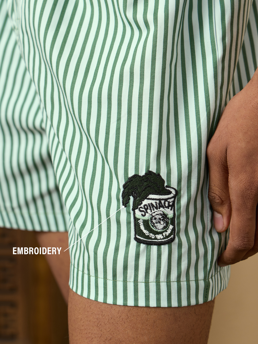 Men Olive Green Striped Boxers