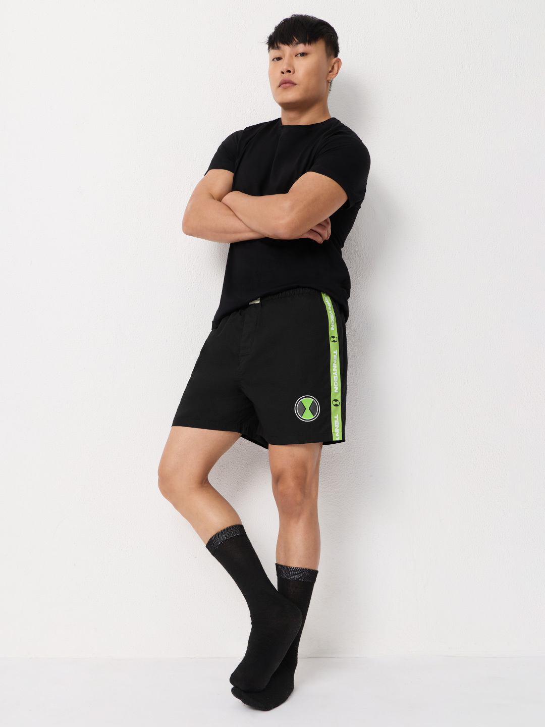 Men Ben 10 Black Boxers with Side Tape