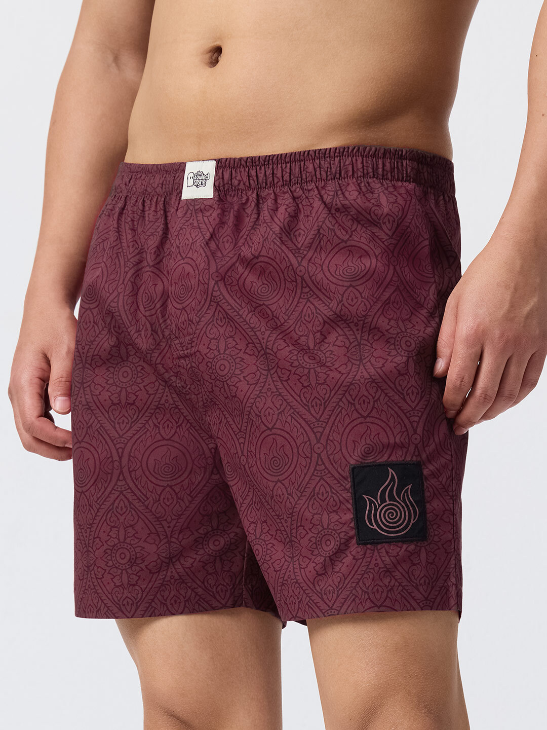 Maroon Fire Bender Pattern Boxers
