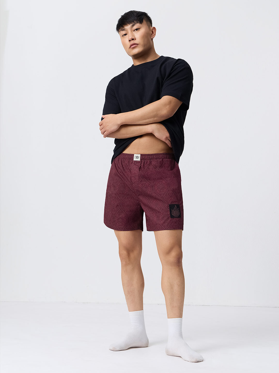 Maroon Fire Bender Pattern Boxers