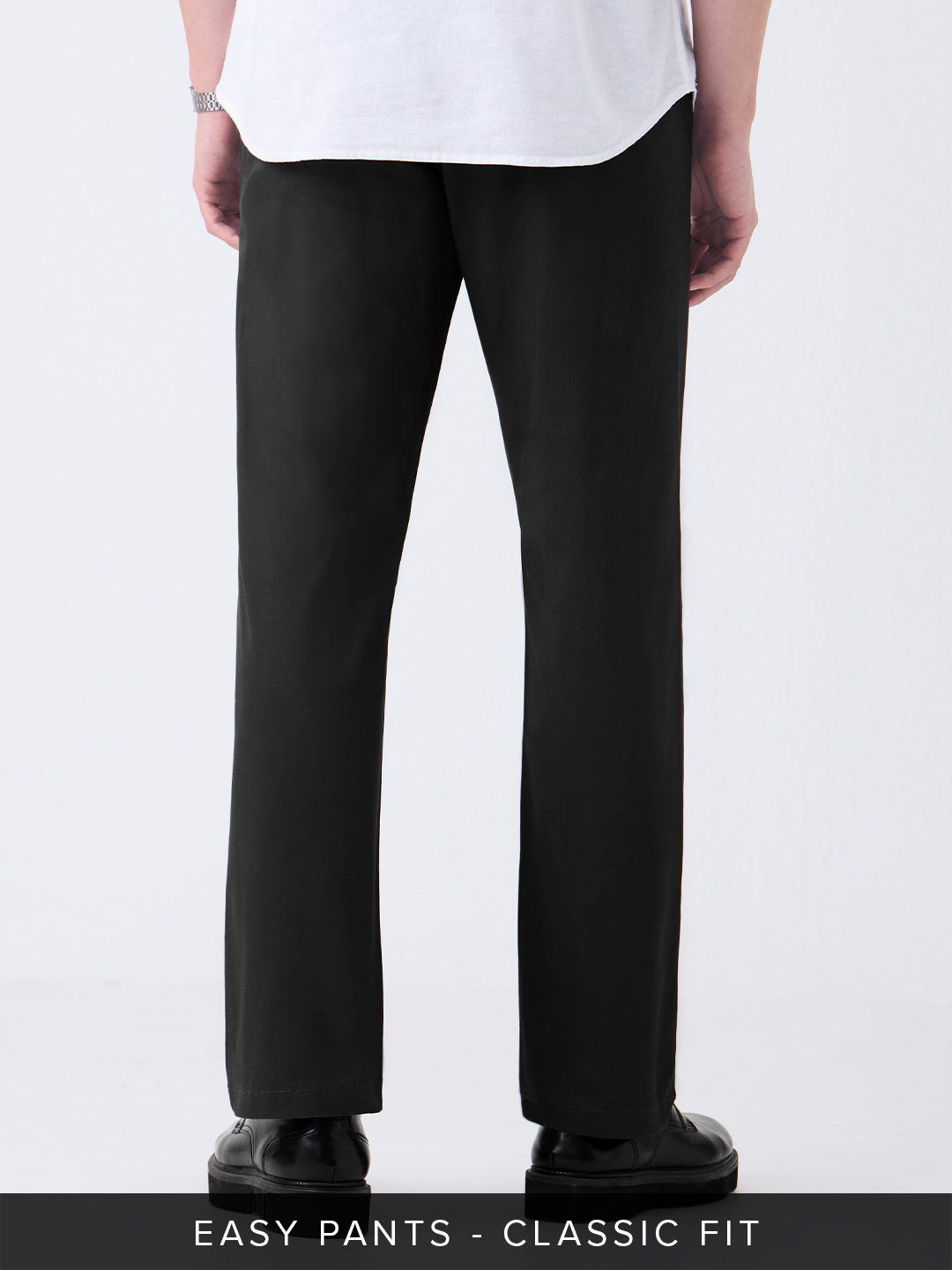 Men Black Classic Fit Trousers
