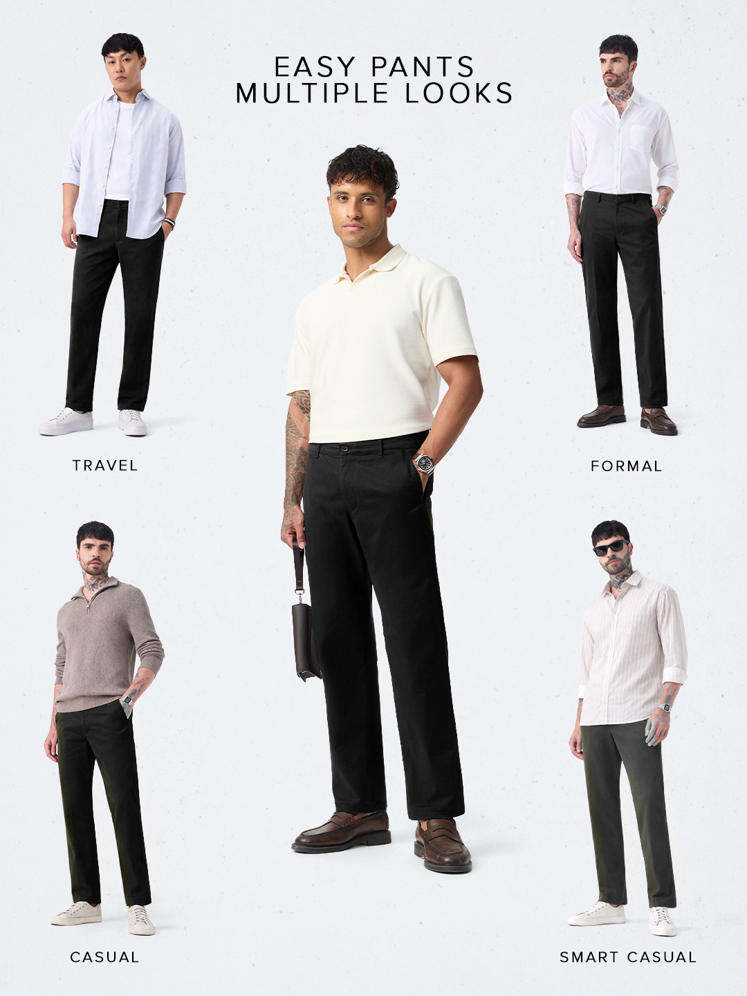 Men Black Classic Fit Trousers