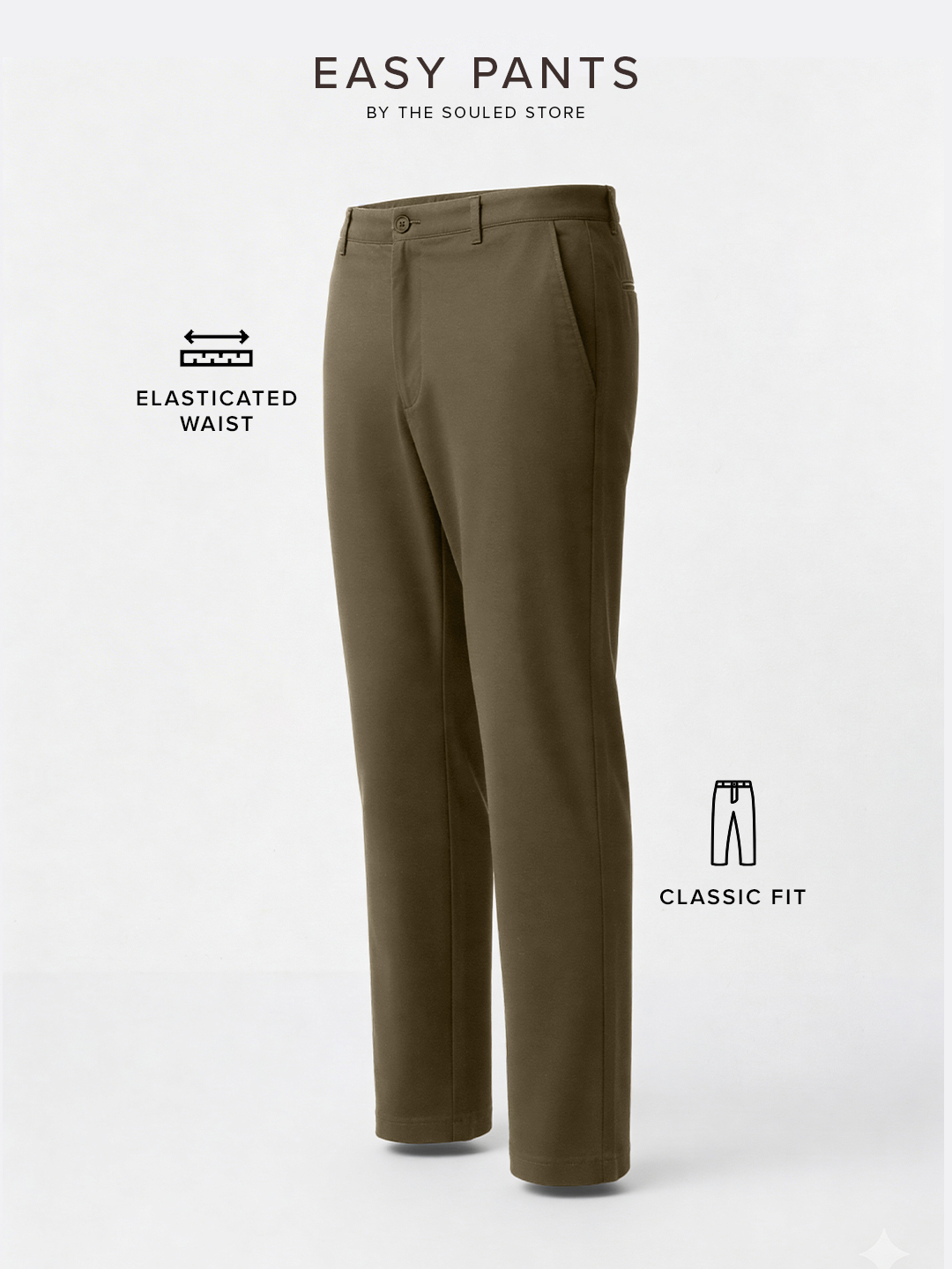 Men Khaki Classic Fit Trousers