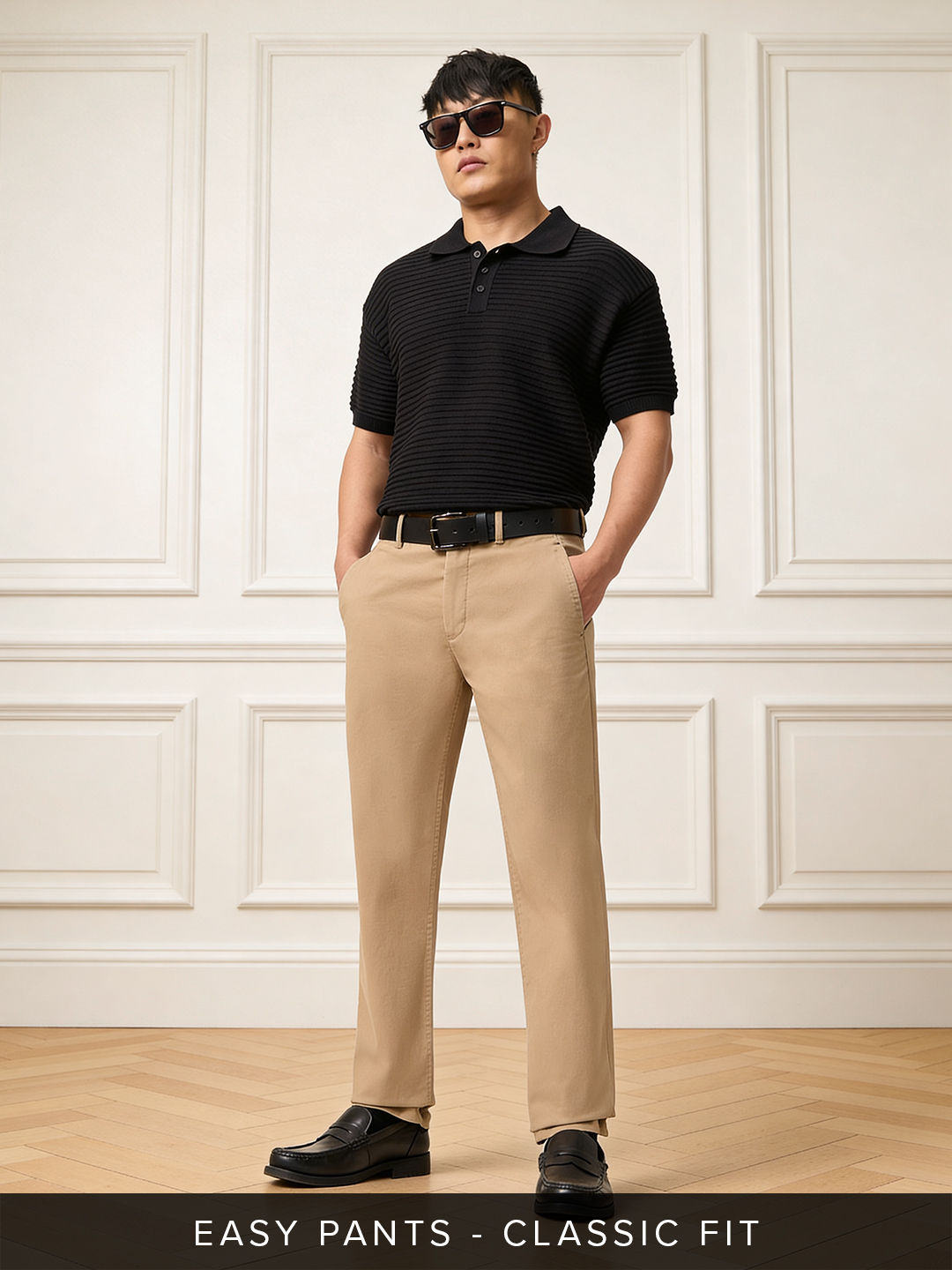 Men Classic Fit Brown Trousers