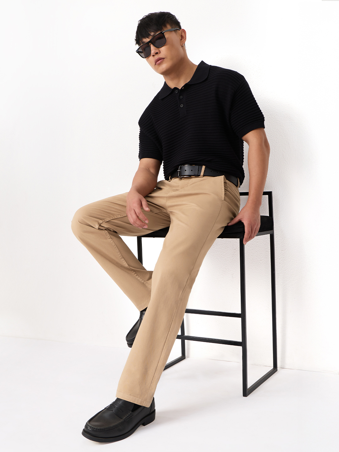 Men Classic Fit Brown Trousers