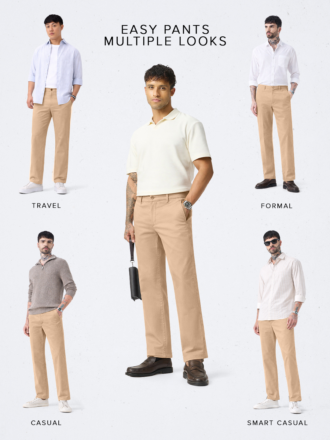 Men Classic Fit Brown Trousers