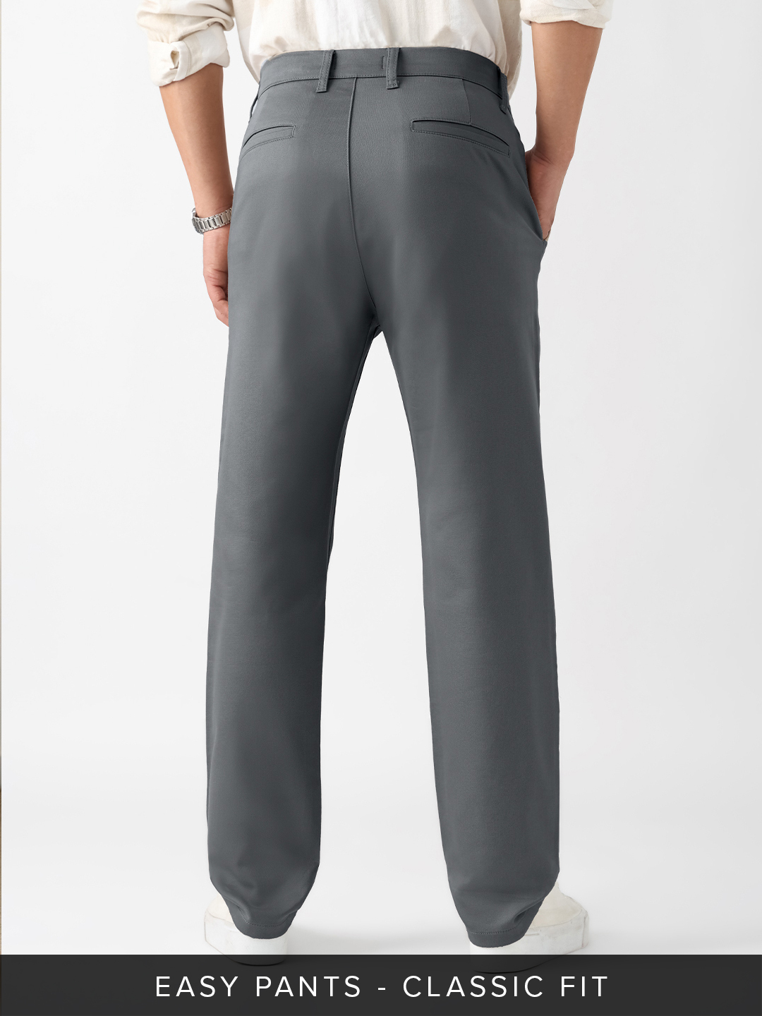 Men Classic Fit Grey Trousers