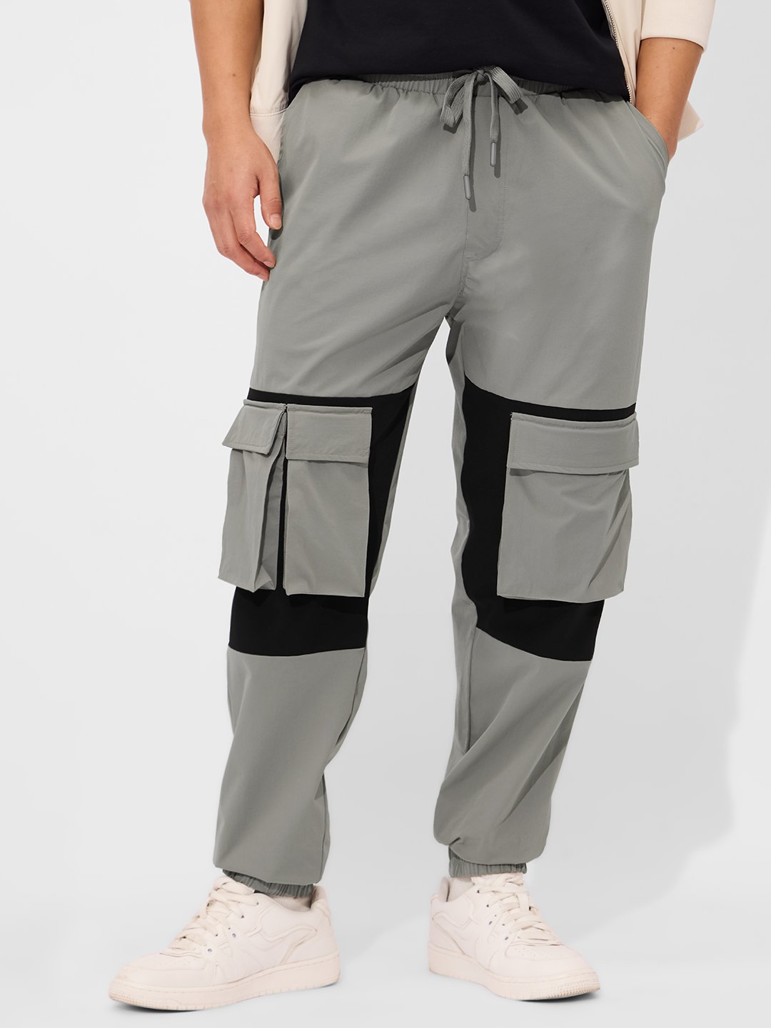 Grey Two-Tone Cargo Trousers