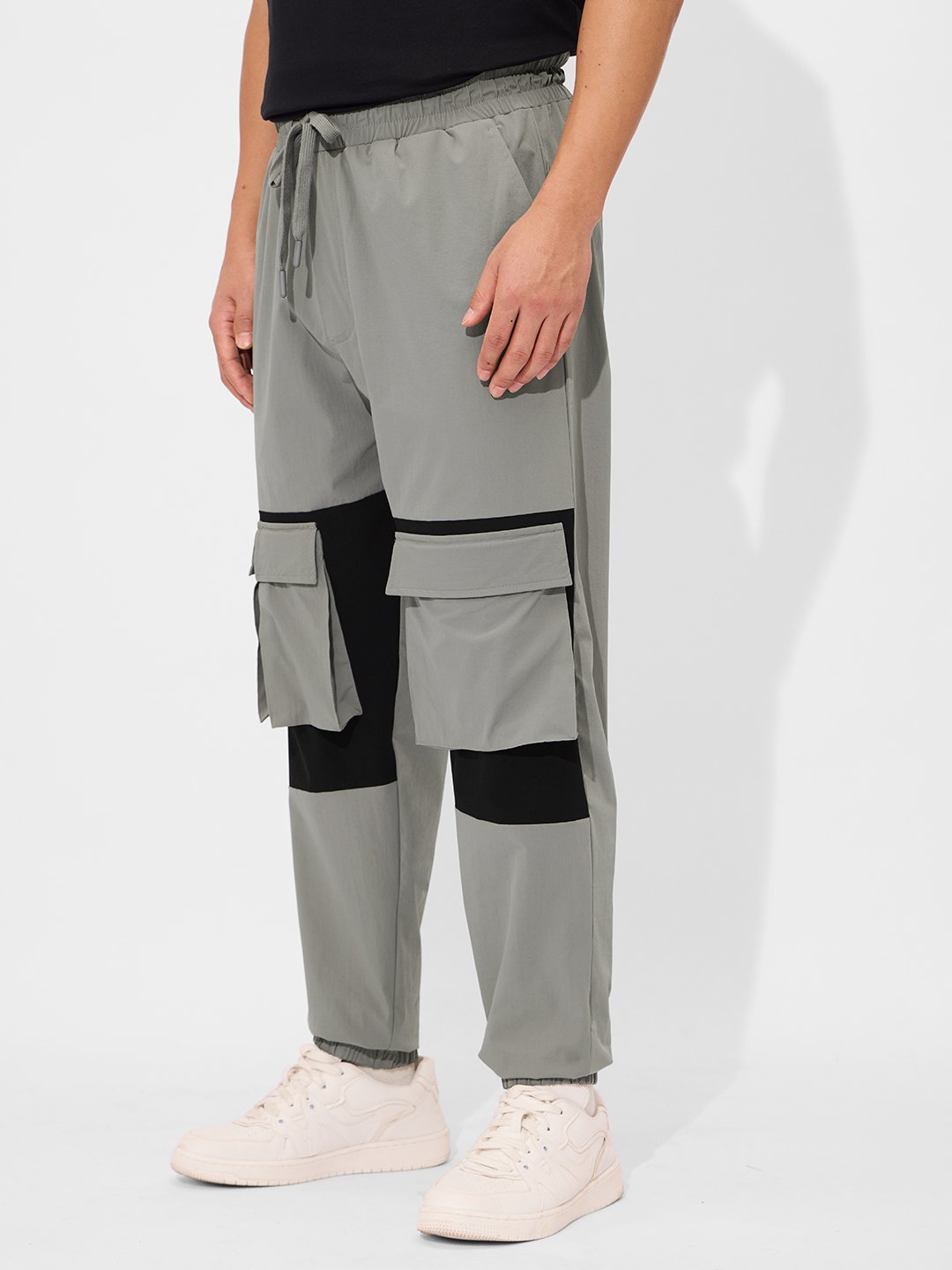 Grey Two-Tone Cargo Trousers