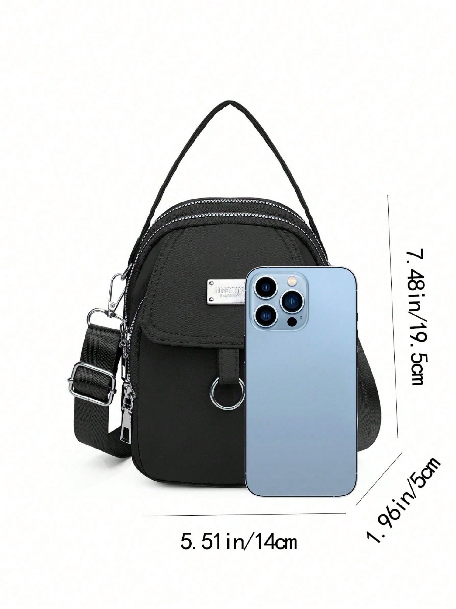 Black Multi-Pocket Crossbody Bag