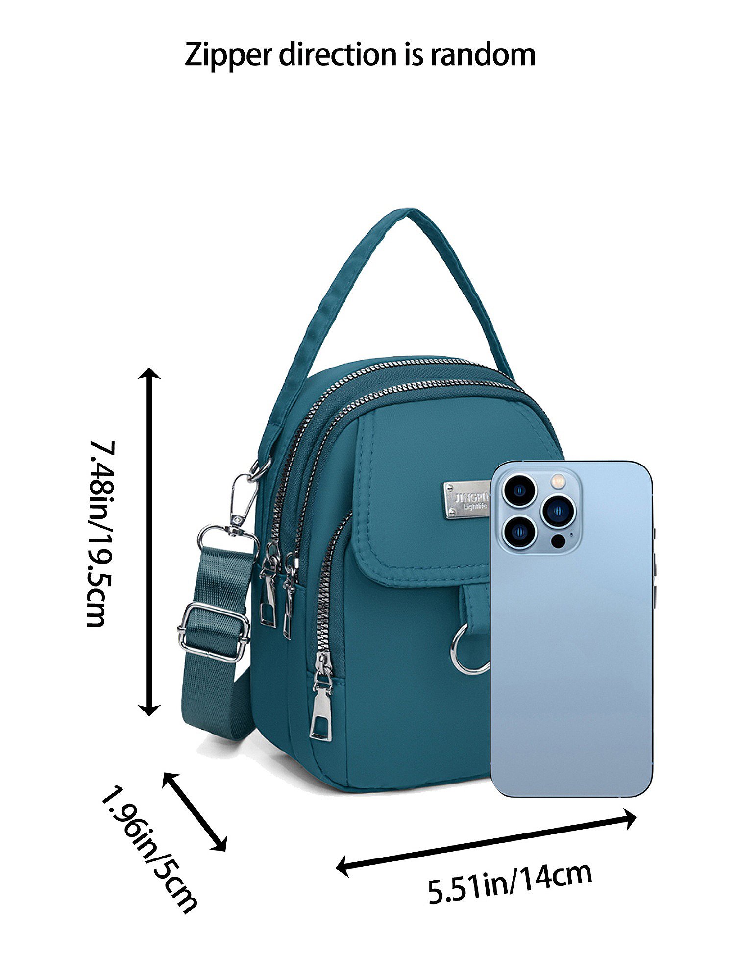Teal Multi-Pocket Design Crossbody Bag