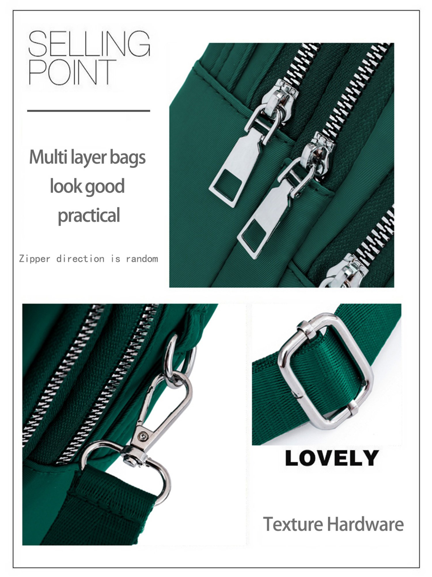 Green Multi-Pocket Crossbody Bag