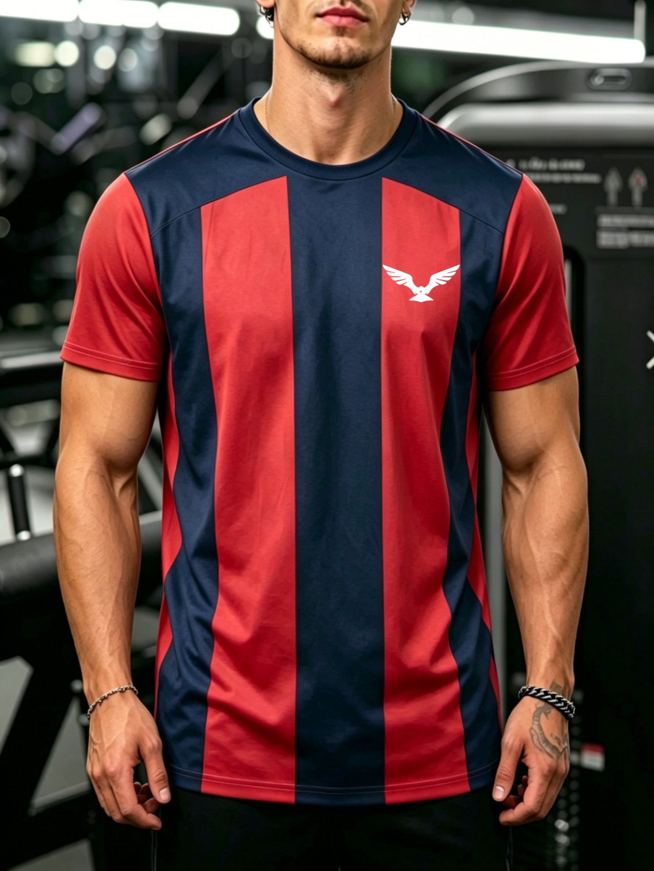 Men Striped Round Neck Short Sleeve T-Shirt
