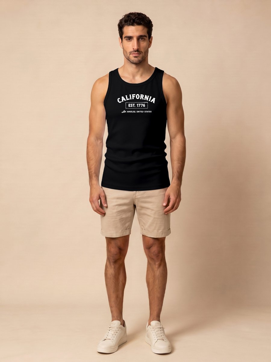 Black Graphic Print Regular Fit Tank Top