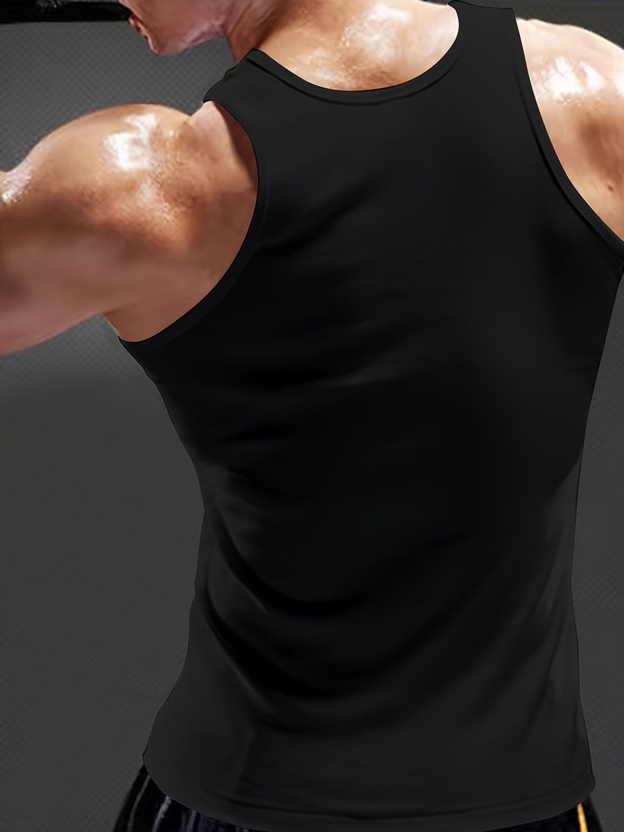 Black Graphic Print Regular Fit Tank Top