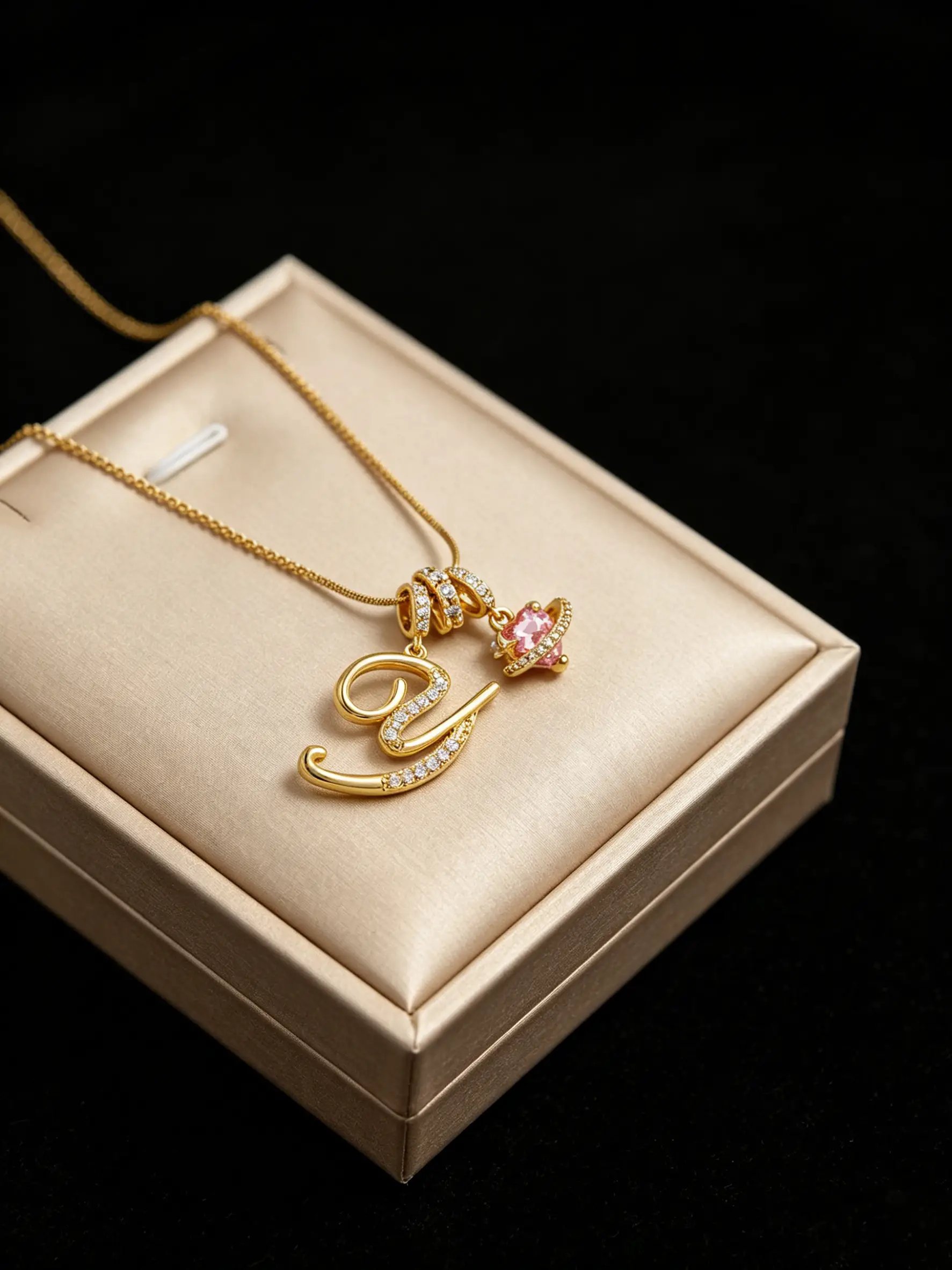 Gold Tone Heart and Y Letter Charms Pendant Necklace