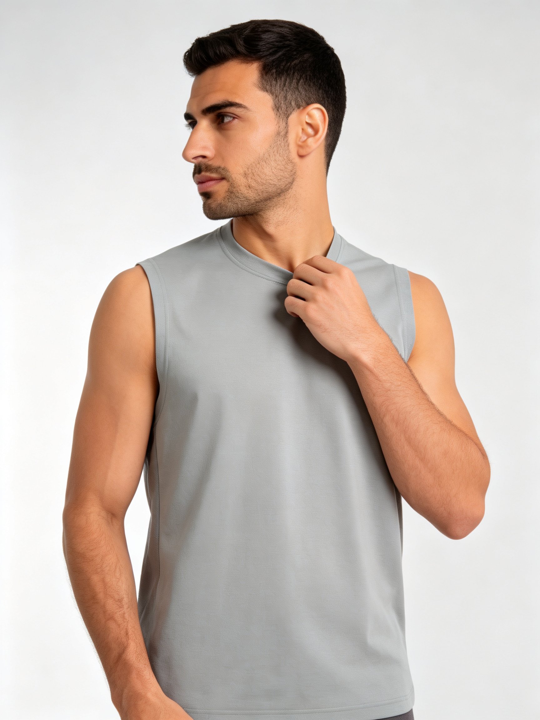 Grey Solid Performance Tank Top