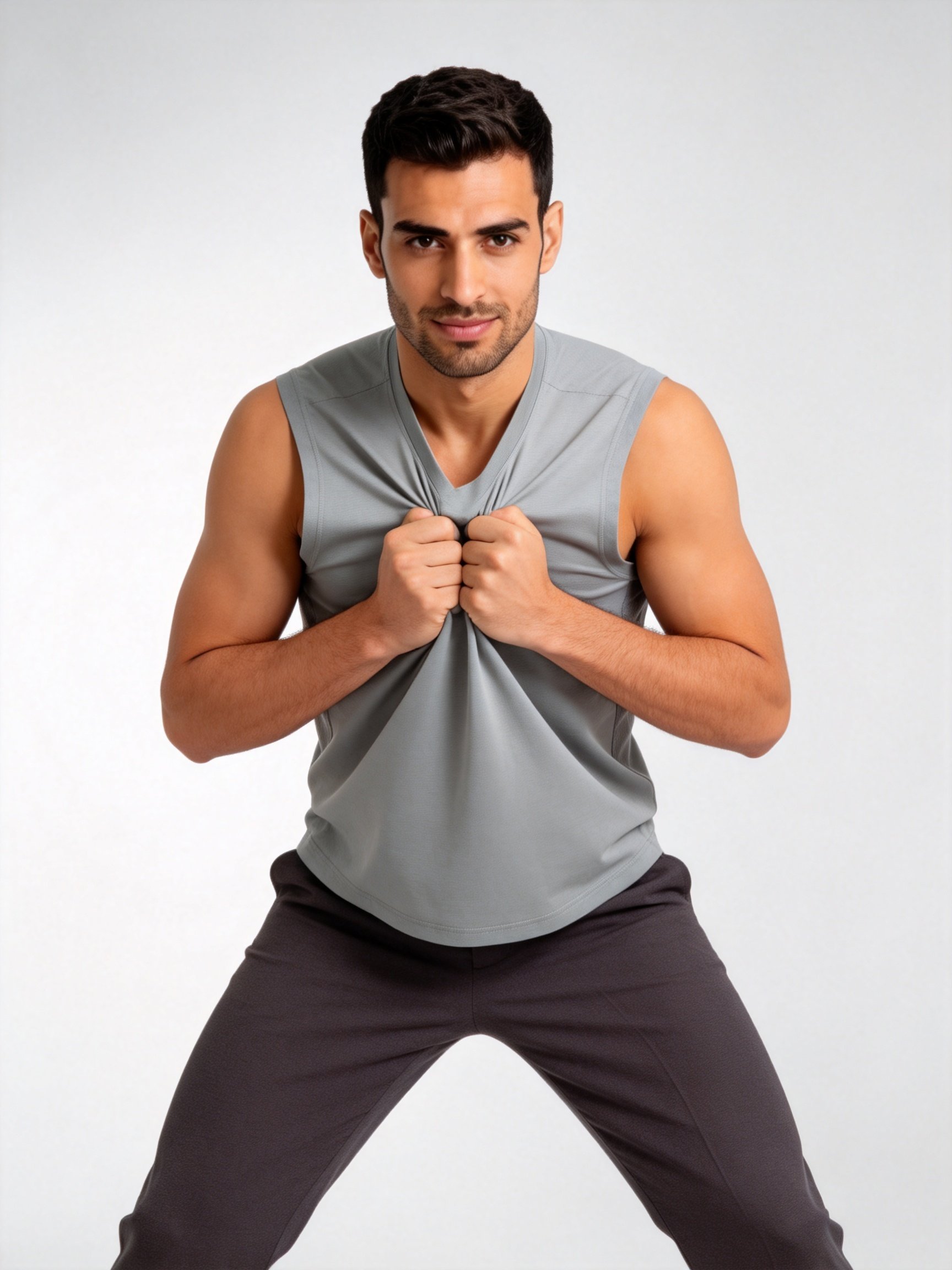 Grey Solid Performance Tank Top