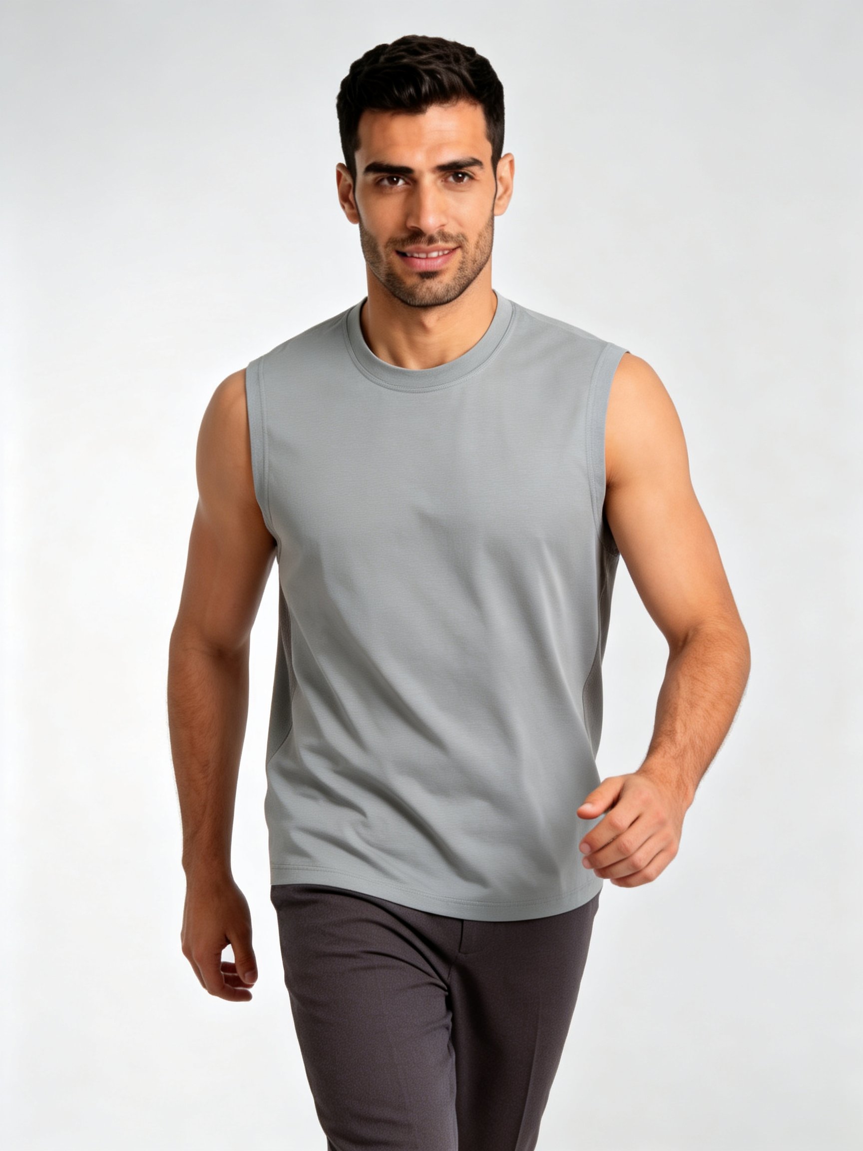 Grey Solid Performance Tank Top