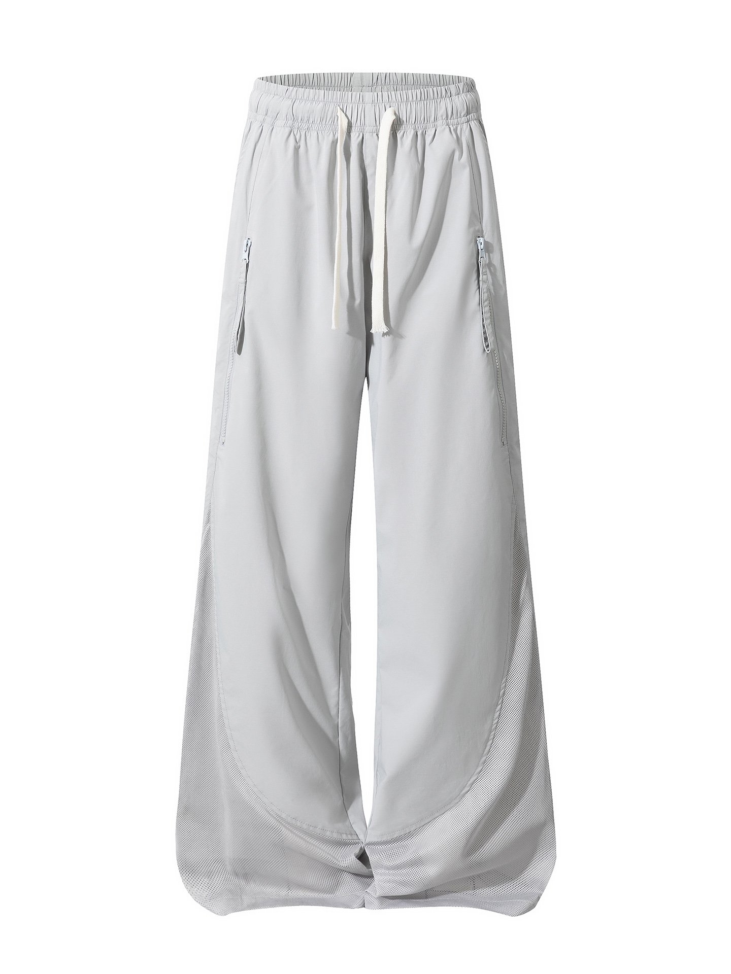 Men Grey Wide-Leg Breathable Casual Trousers