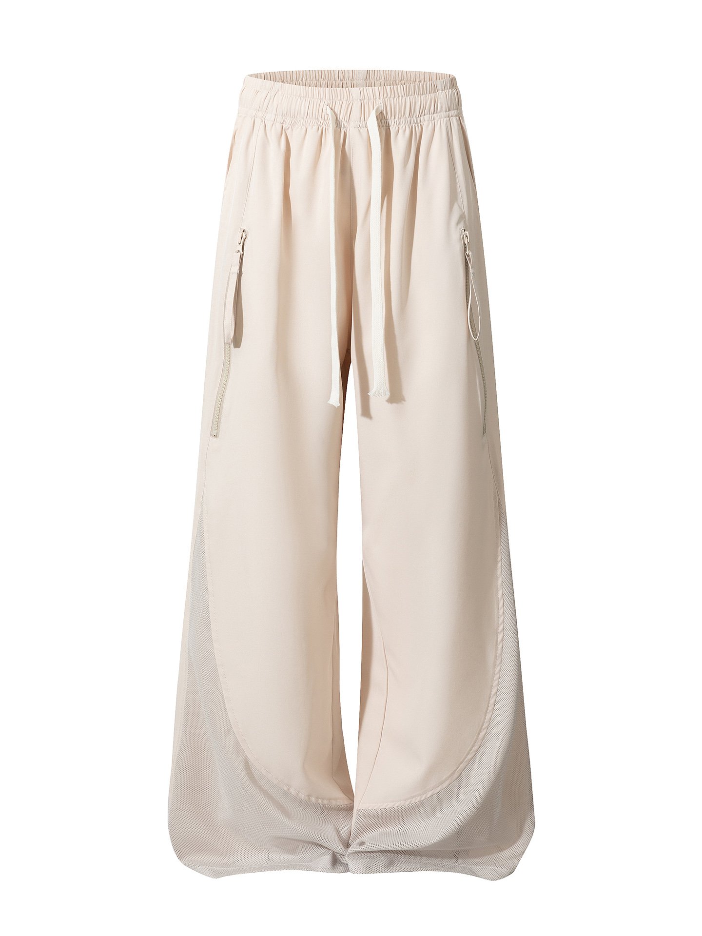 Men Beige Wide-Leg Breathable Casual Pants