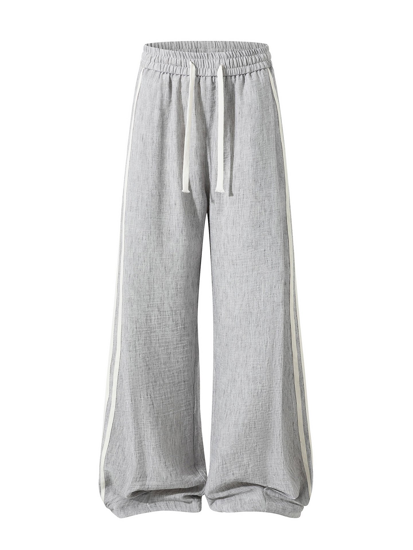 Men Grey Wide Leg Casual Trousers