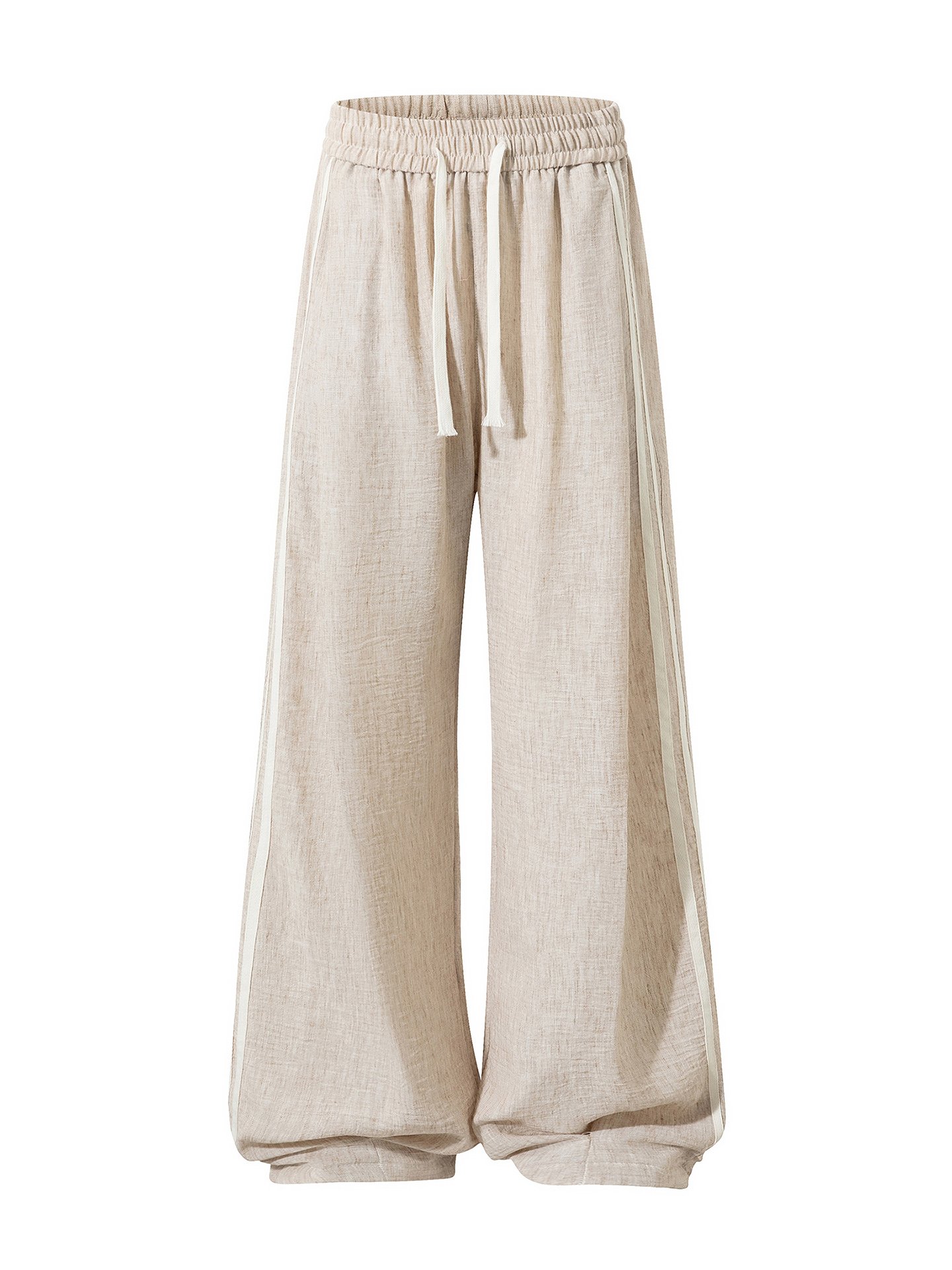 Men Beige Wide Leg Casual Trousers