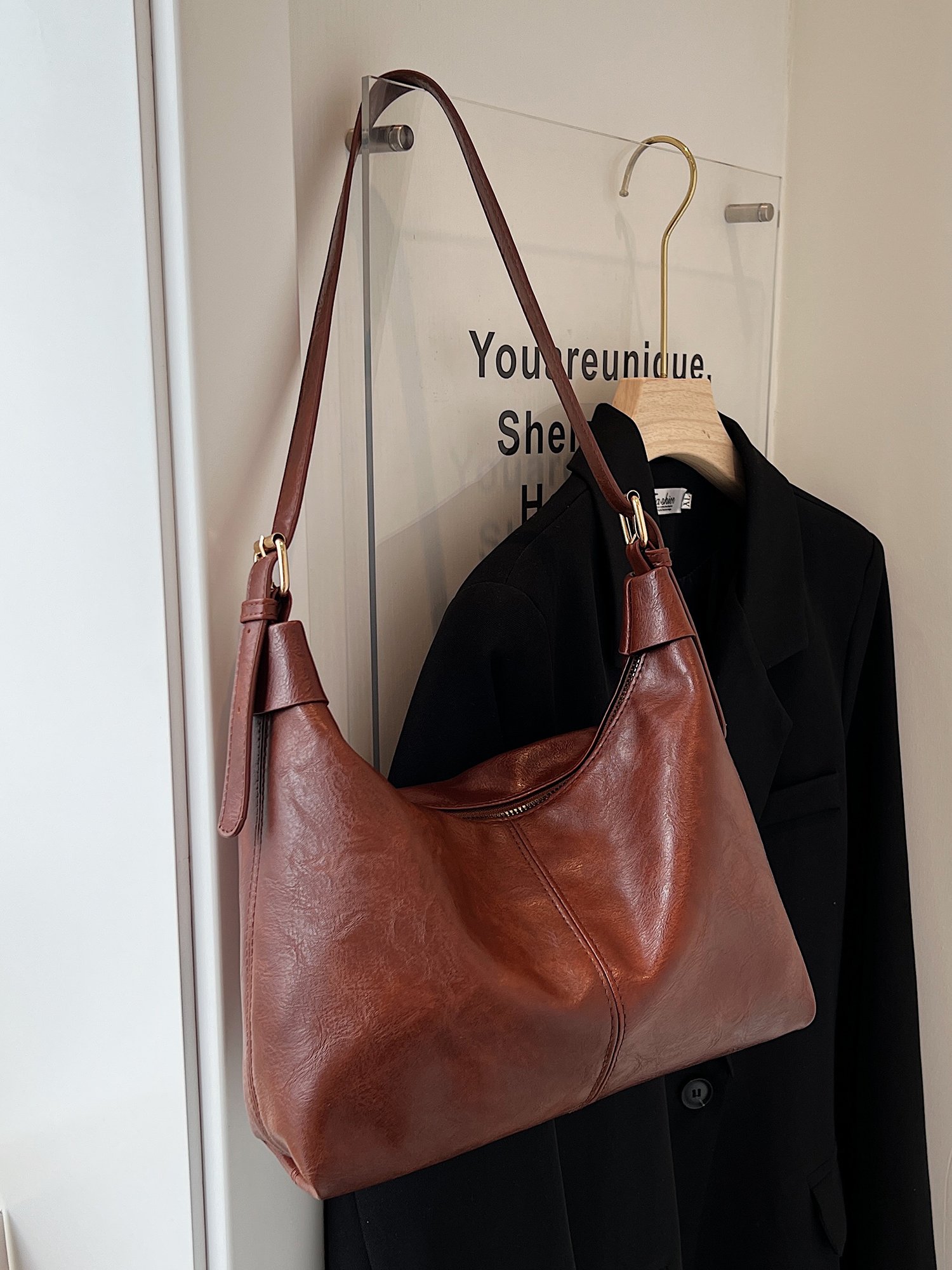 Maroon Plain Crossbody Bag
