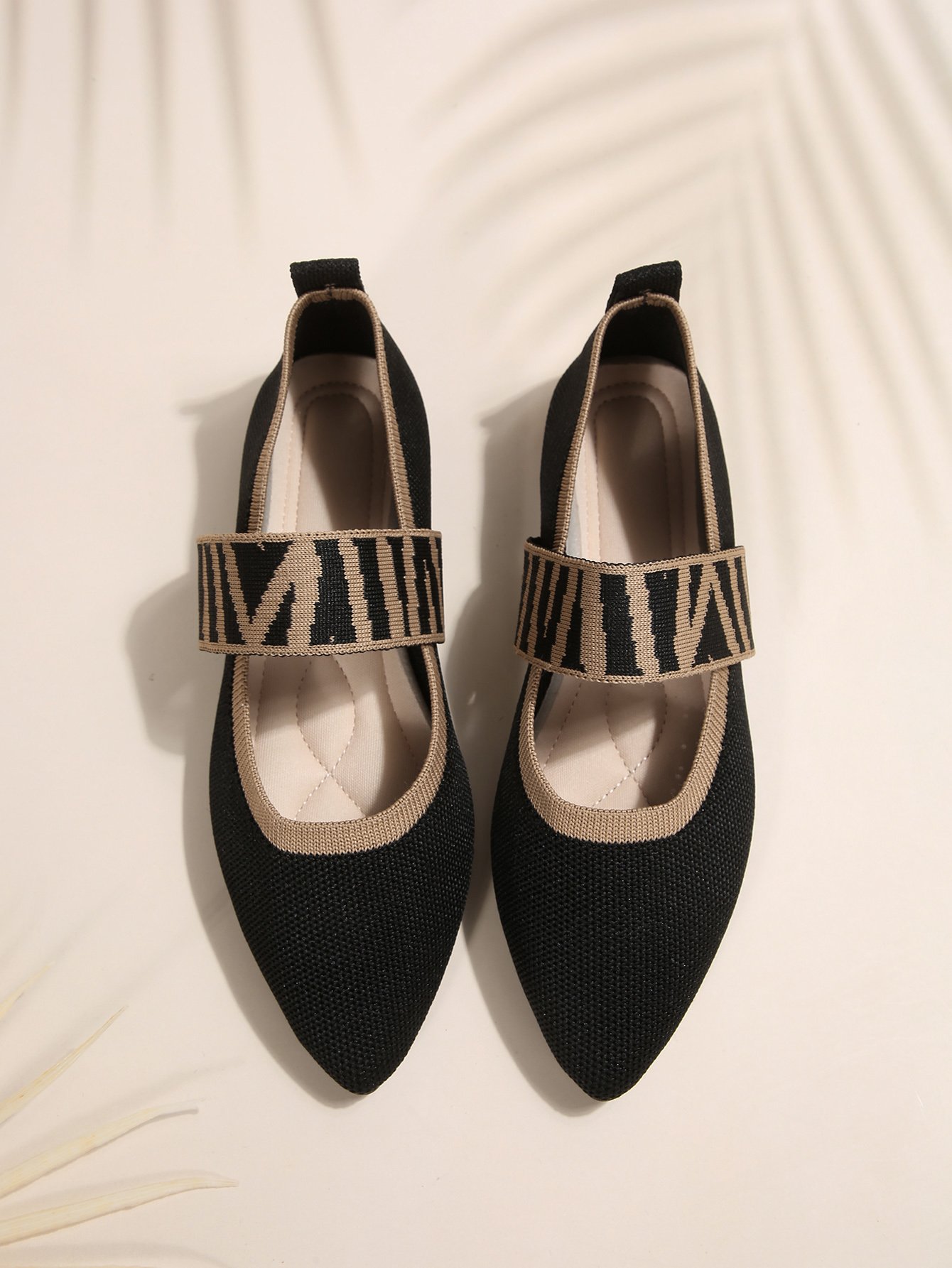 Black Textured Slip On Ballerina