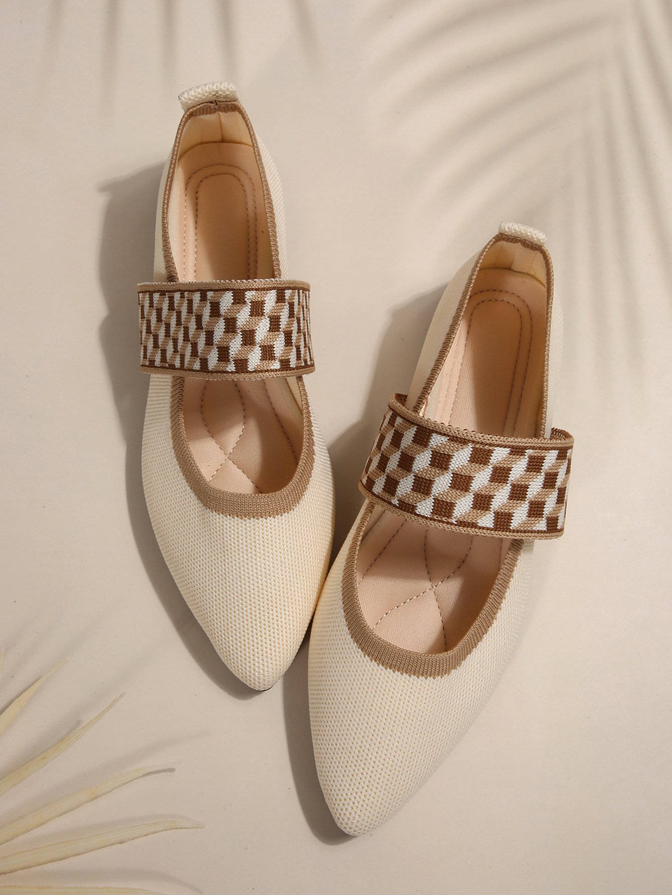 Beige Textured Slip On Ballerina