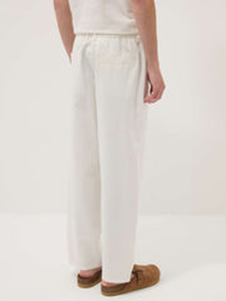 Men Linen-Cotton Blend Pants with Elastic Waistband