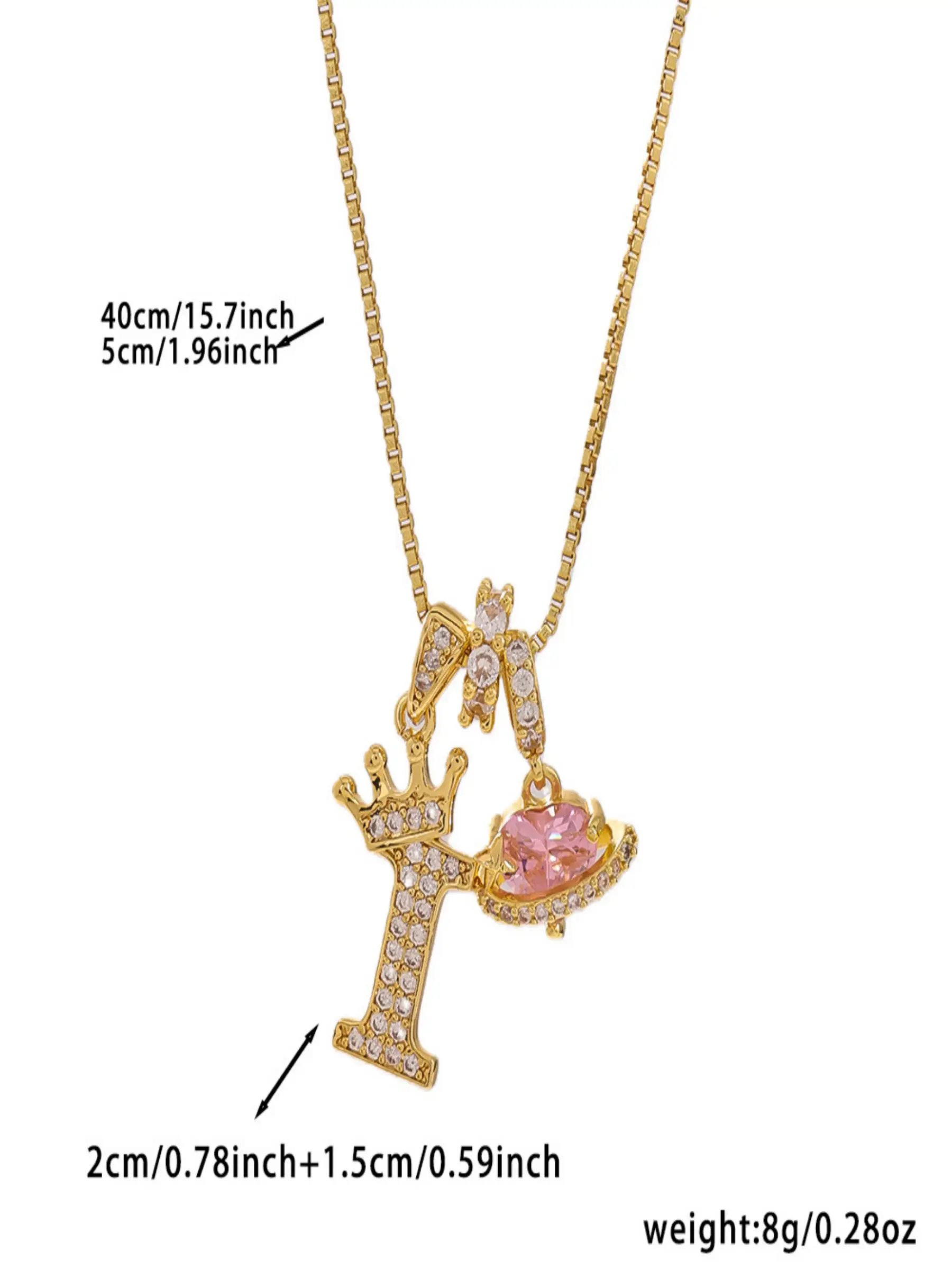 Gold Tone Heart and I Letter Charms Pendant Necklace