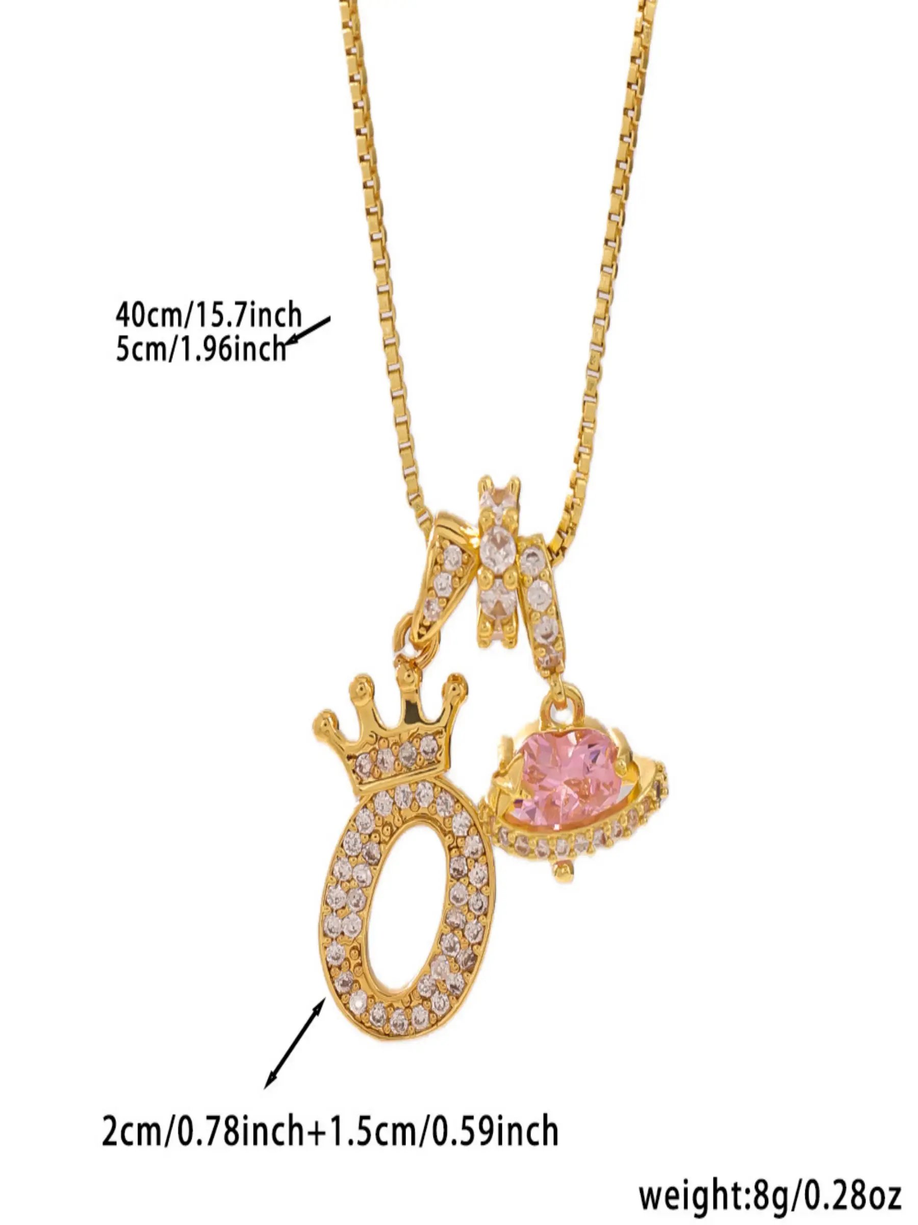 Gold Tone Heart and O Letter Charms Pendant Necklace