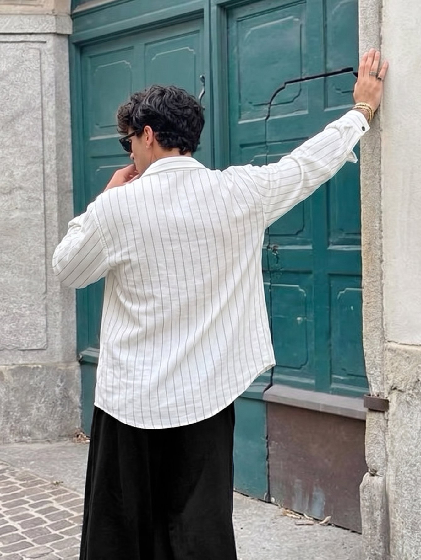 Striped White Long-Sleeve Shirt