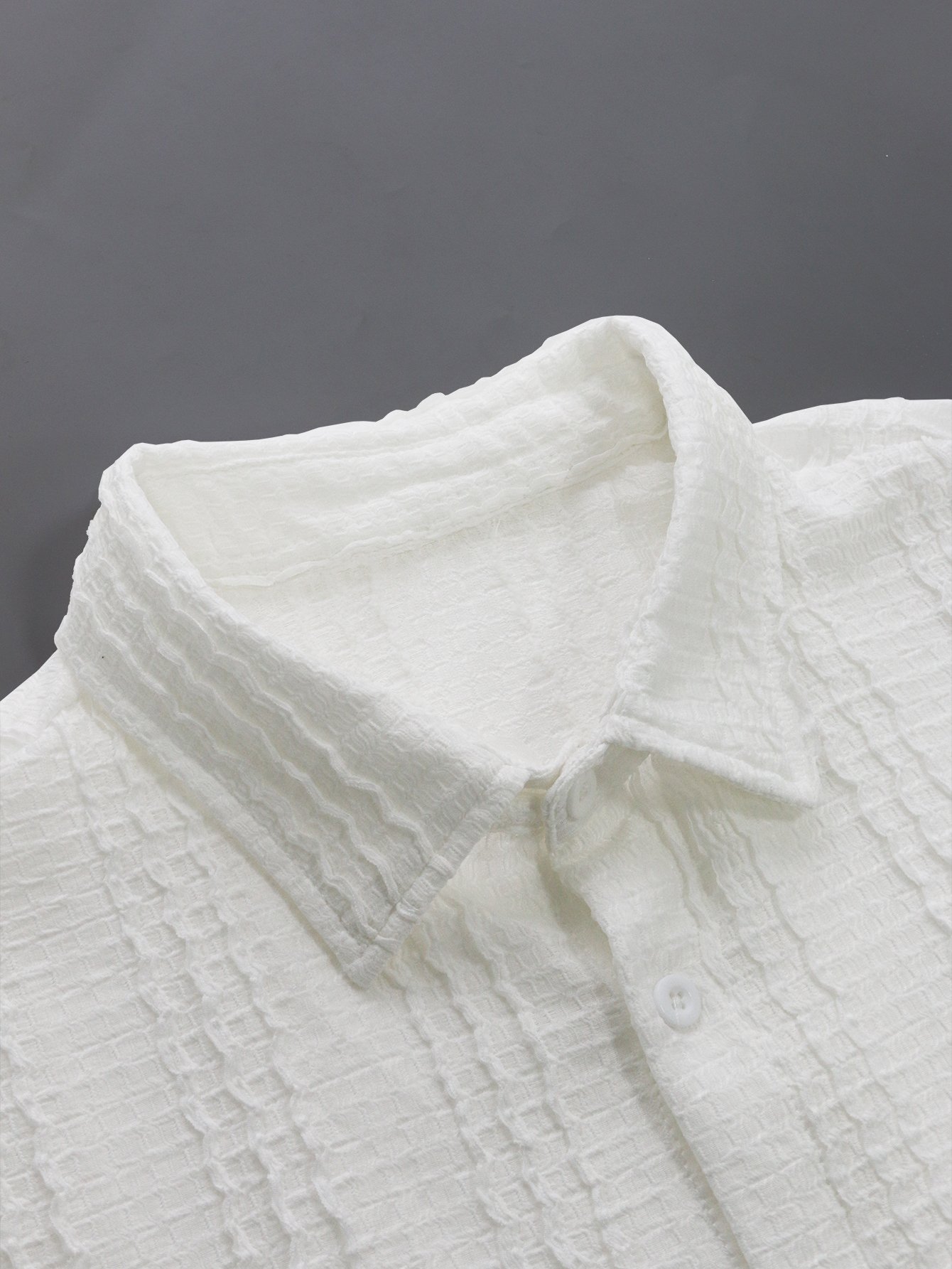White Textured Long-Sleeve Shirt