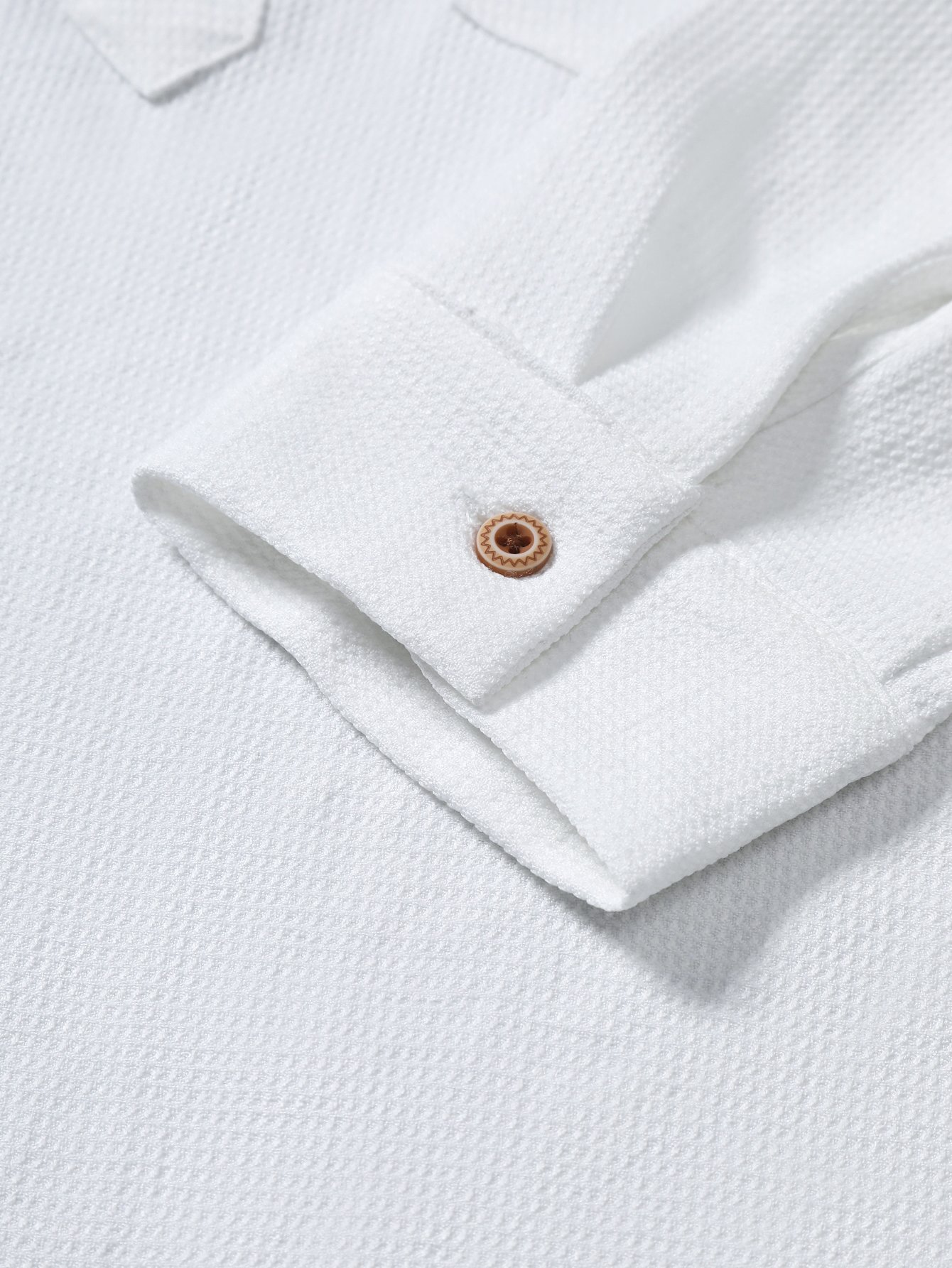 White Plain Mandarin Collar Long Sleeve Shirt