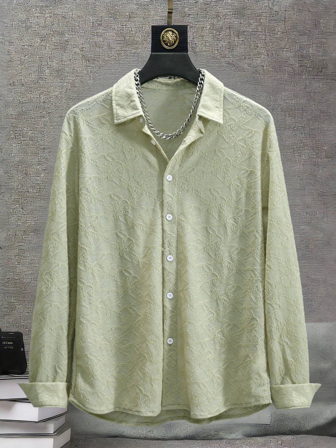 Light Green Textured Long-Sleeve Shirt