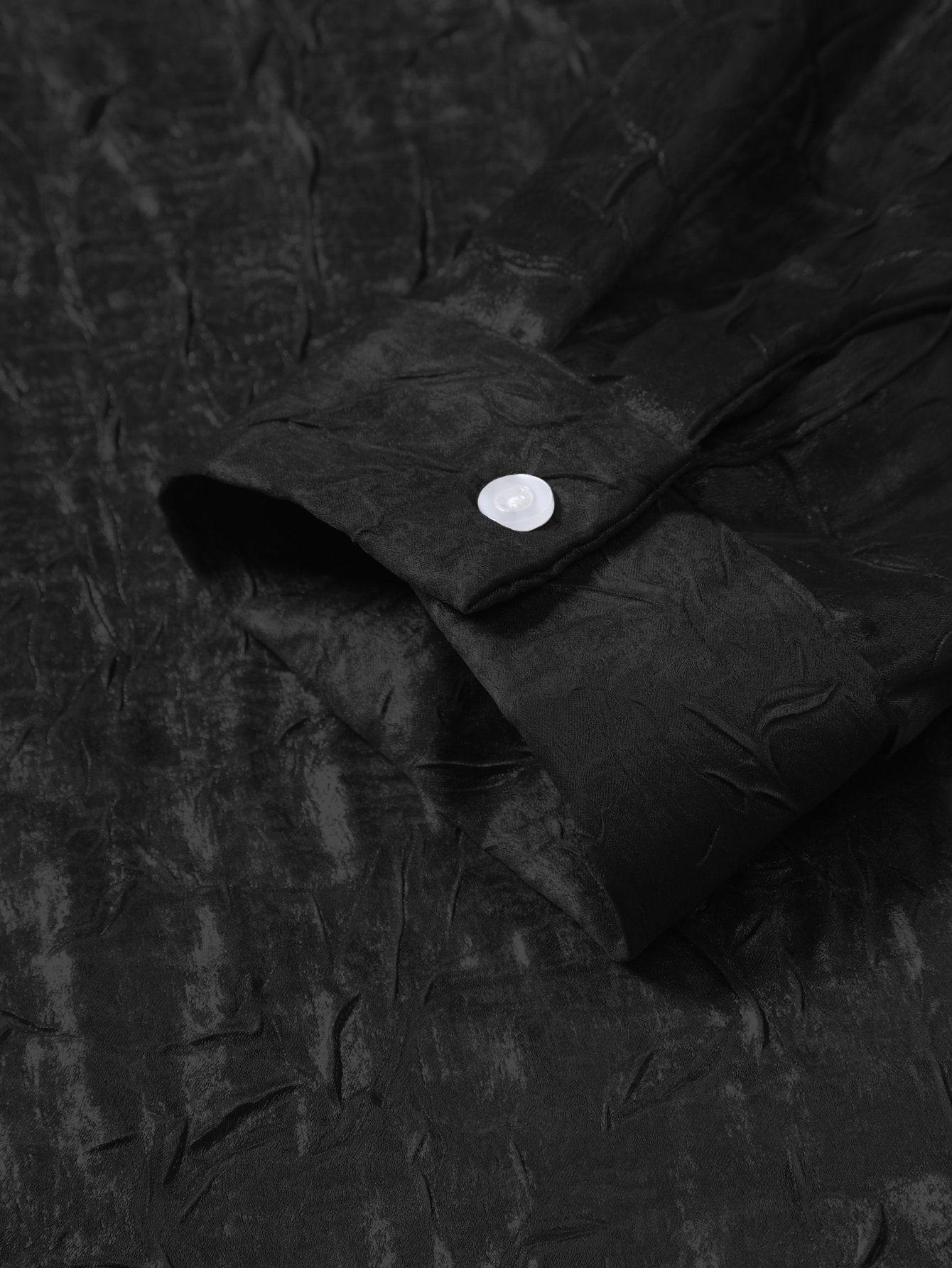 Black Crinkled Texture Casual Shirt