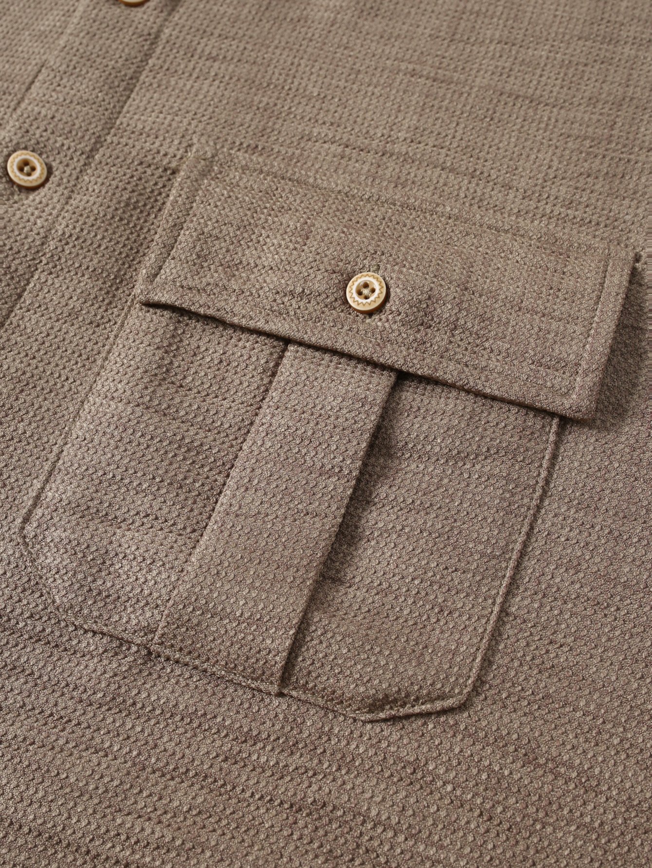 Coffee Brown Plain Textured Long Sleeve Shirt