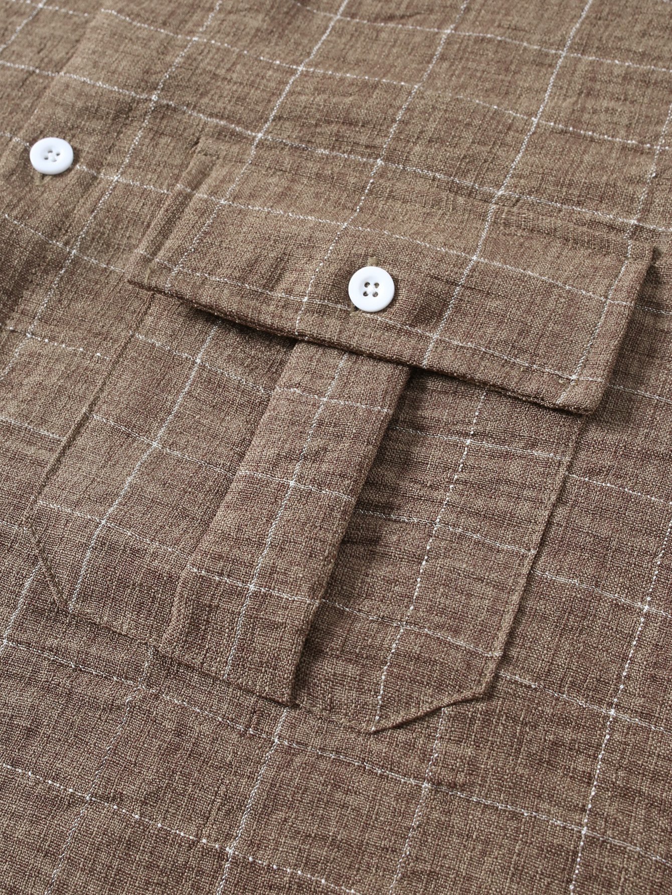 Coffee Brown Checked Long Sleeve Casual Shirt