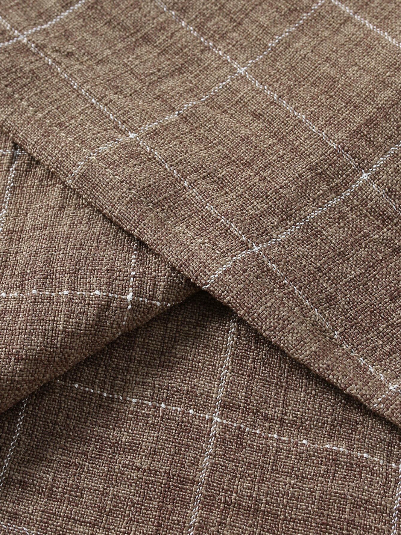 Coffee Brown Checked Long Sleeve Casual Shirt