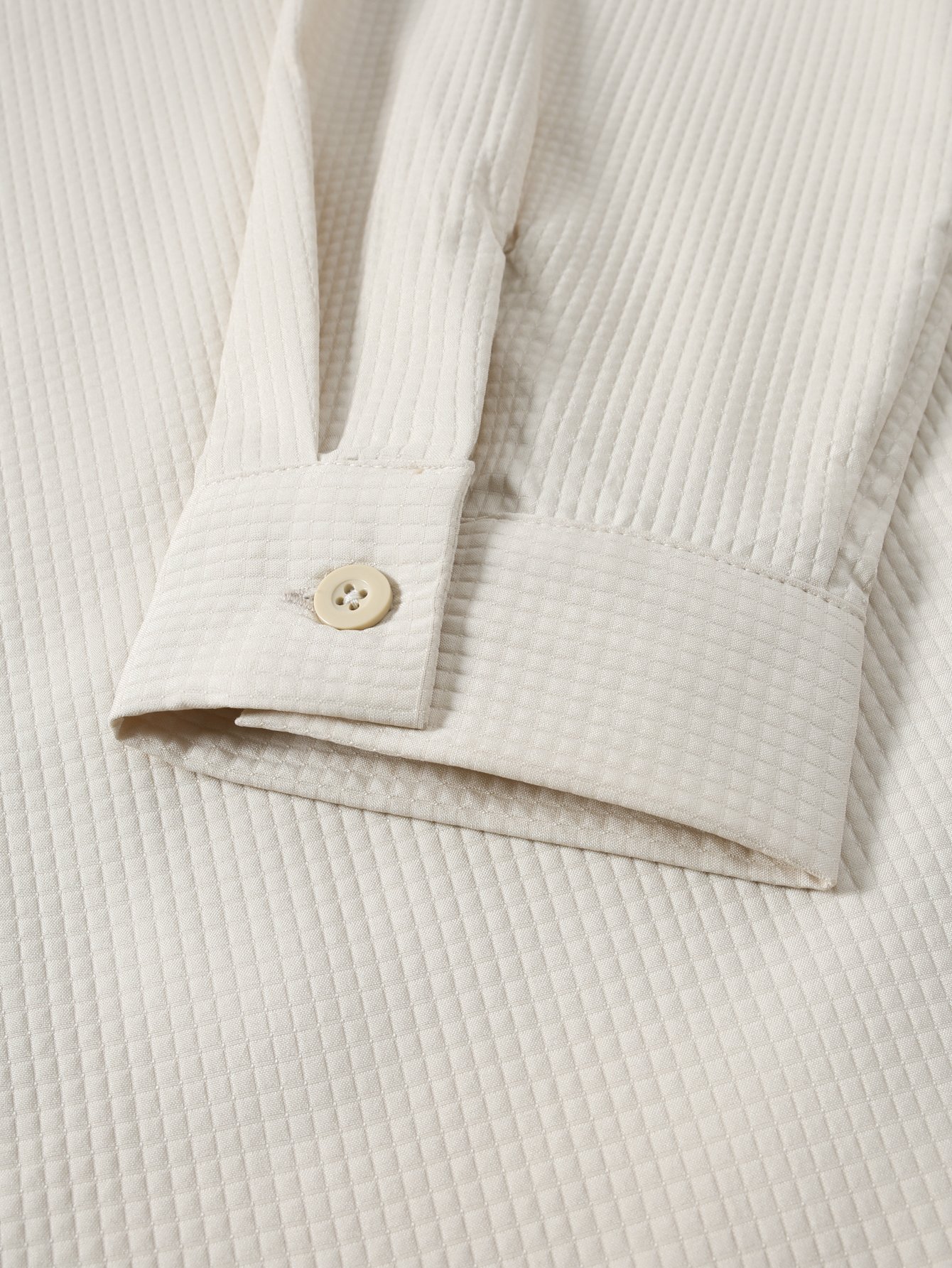 Beige Plain Long-Sleeve Casual Shirt