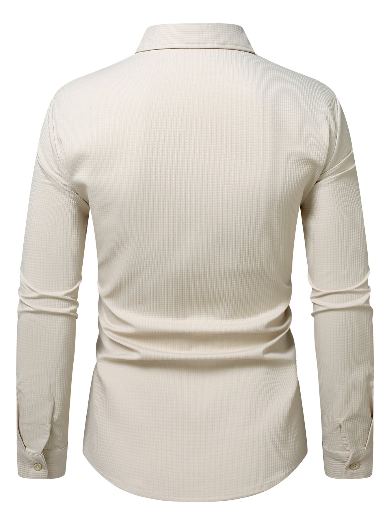 Beige Plain Long-Sleeve Casual Shirt