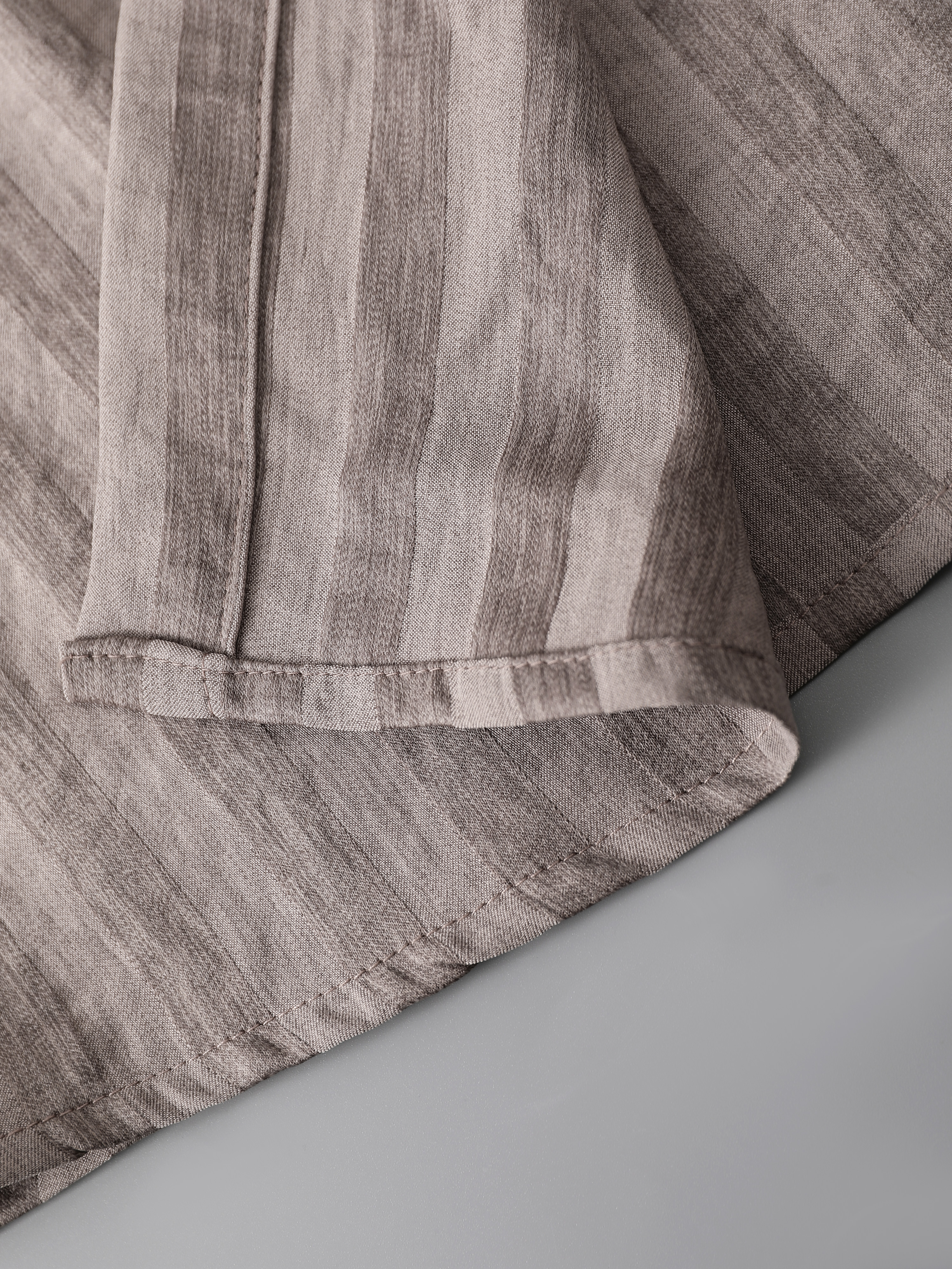 Coffee Brown Striped Collarless Shirt