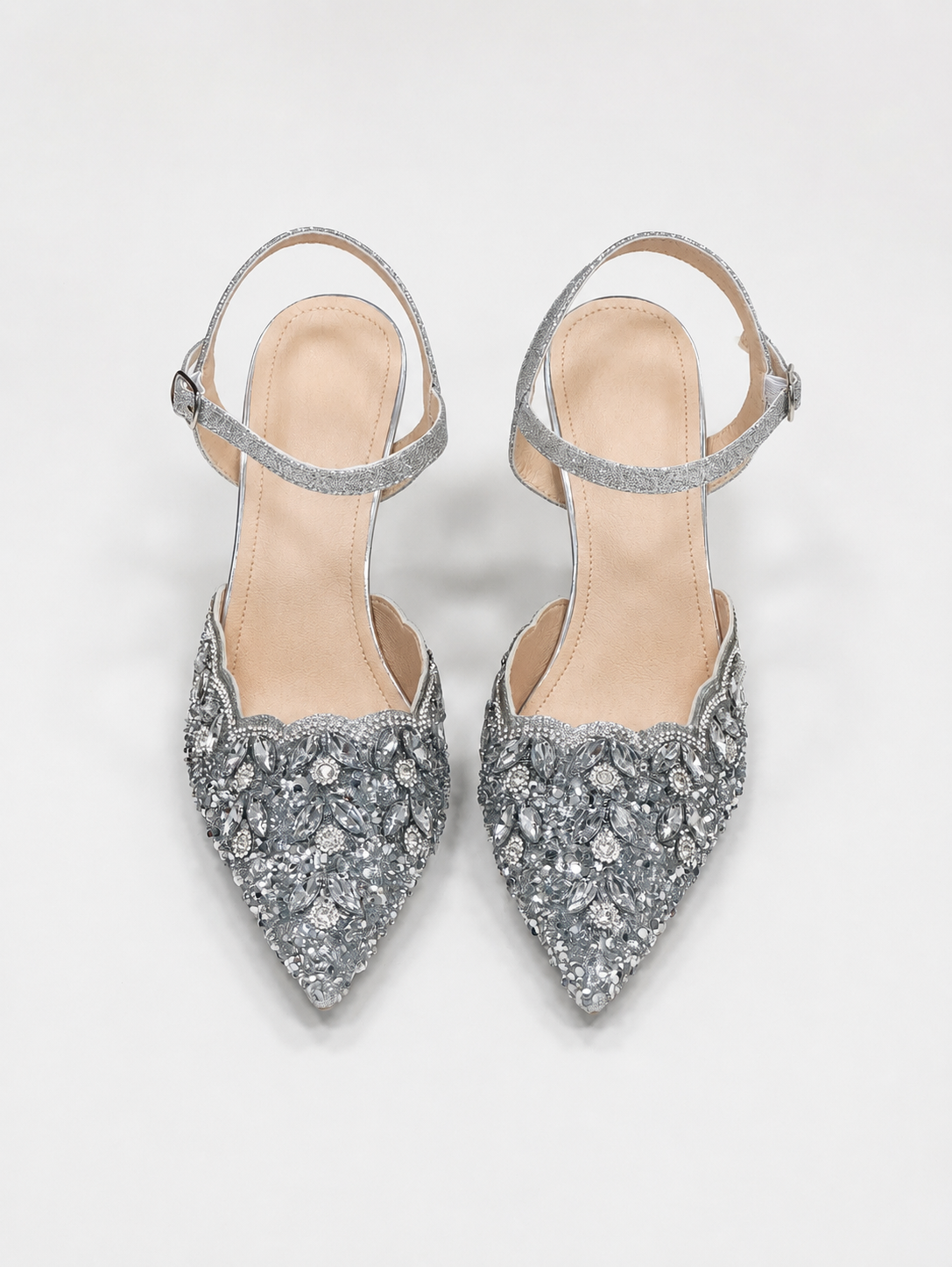 Silver Rhinestone High Heel Sandals